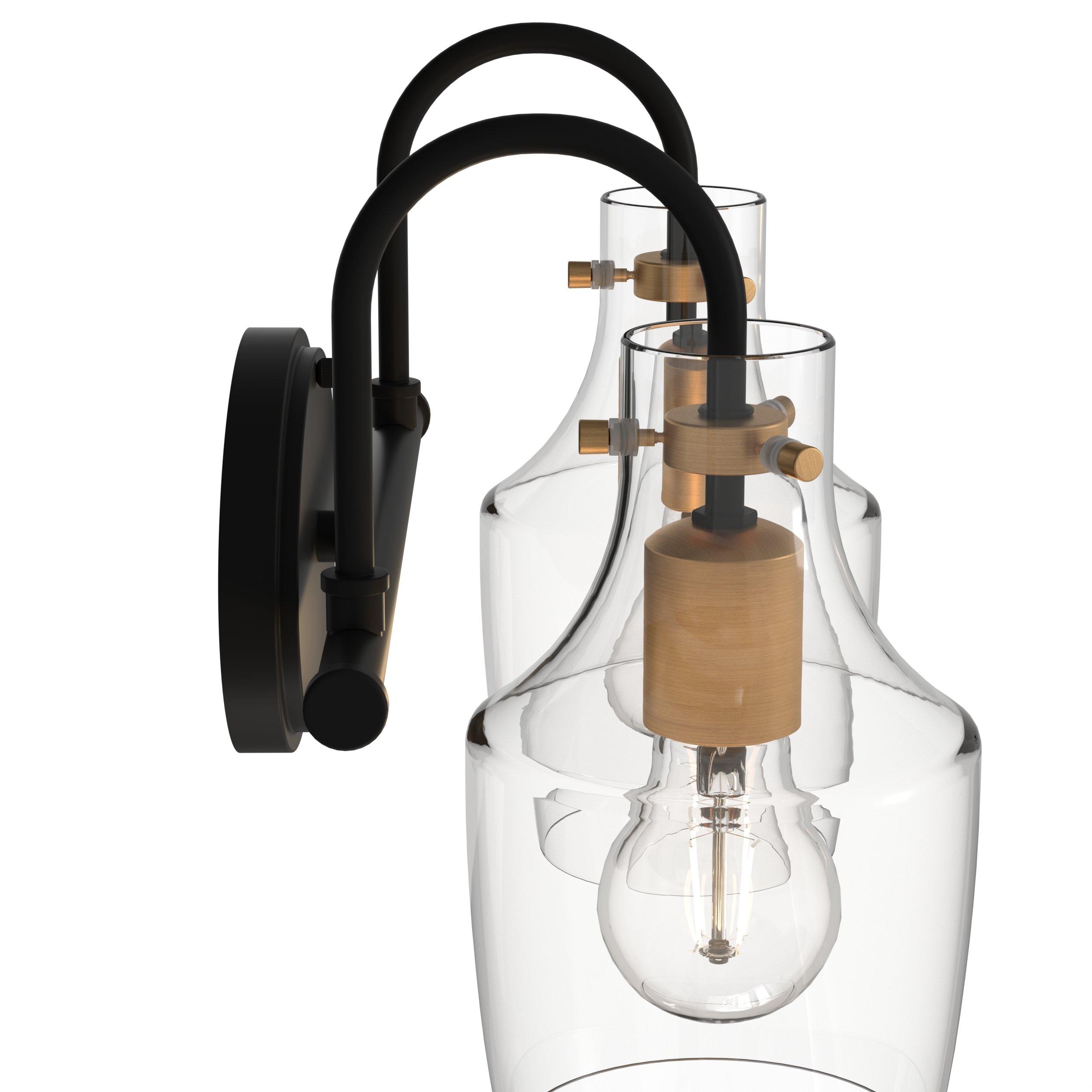 Kenedy Matte Black and Brushed Gold Double Vanity Light