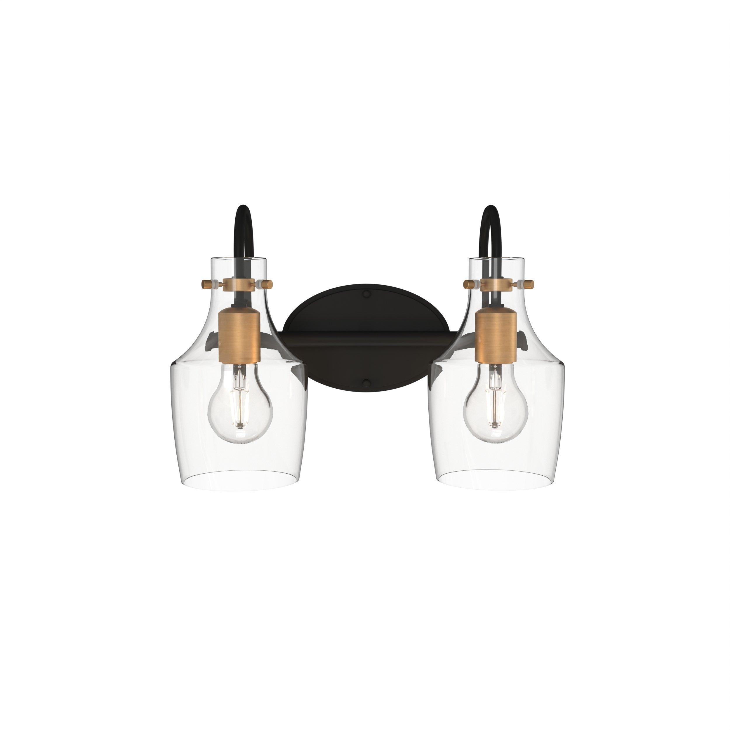 Kenedy Matte Black and Brushed Gold Double Vanity Light