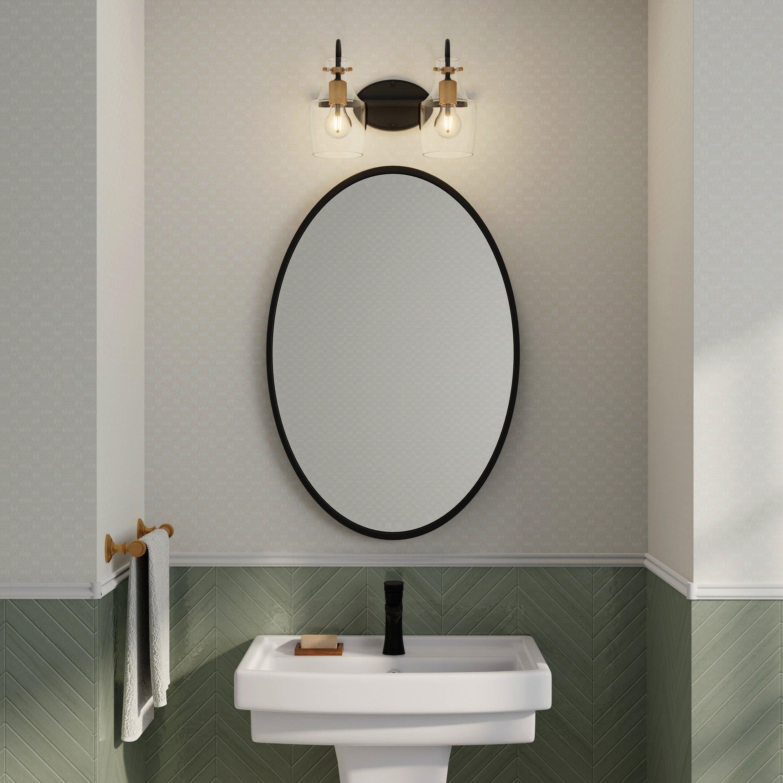 Kenedy Matte Black and Brushed Gold Double Vanity Light