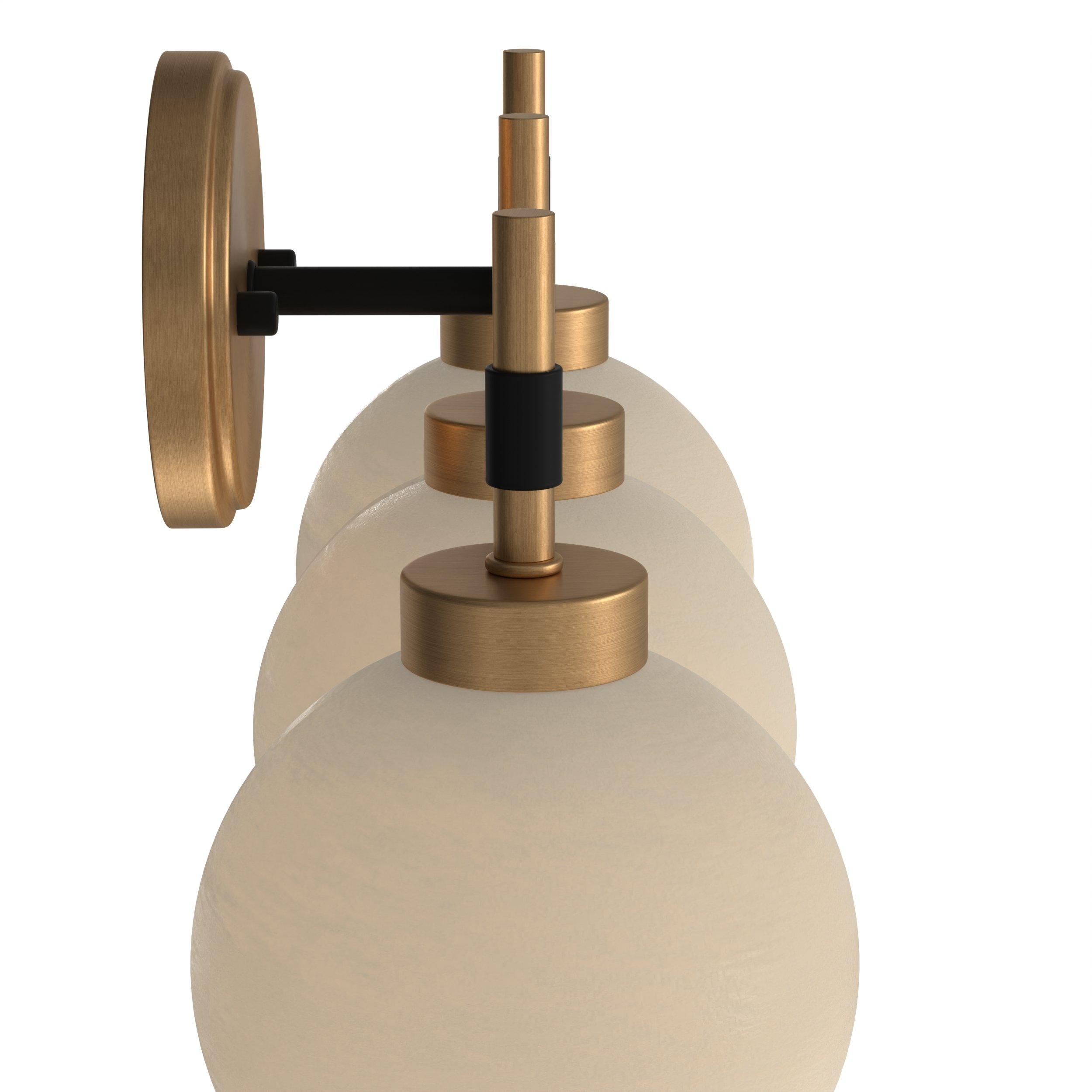 Hale Brushed Gold and Matte Black Triple Vanity Light