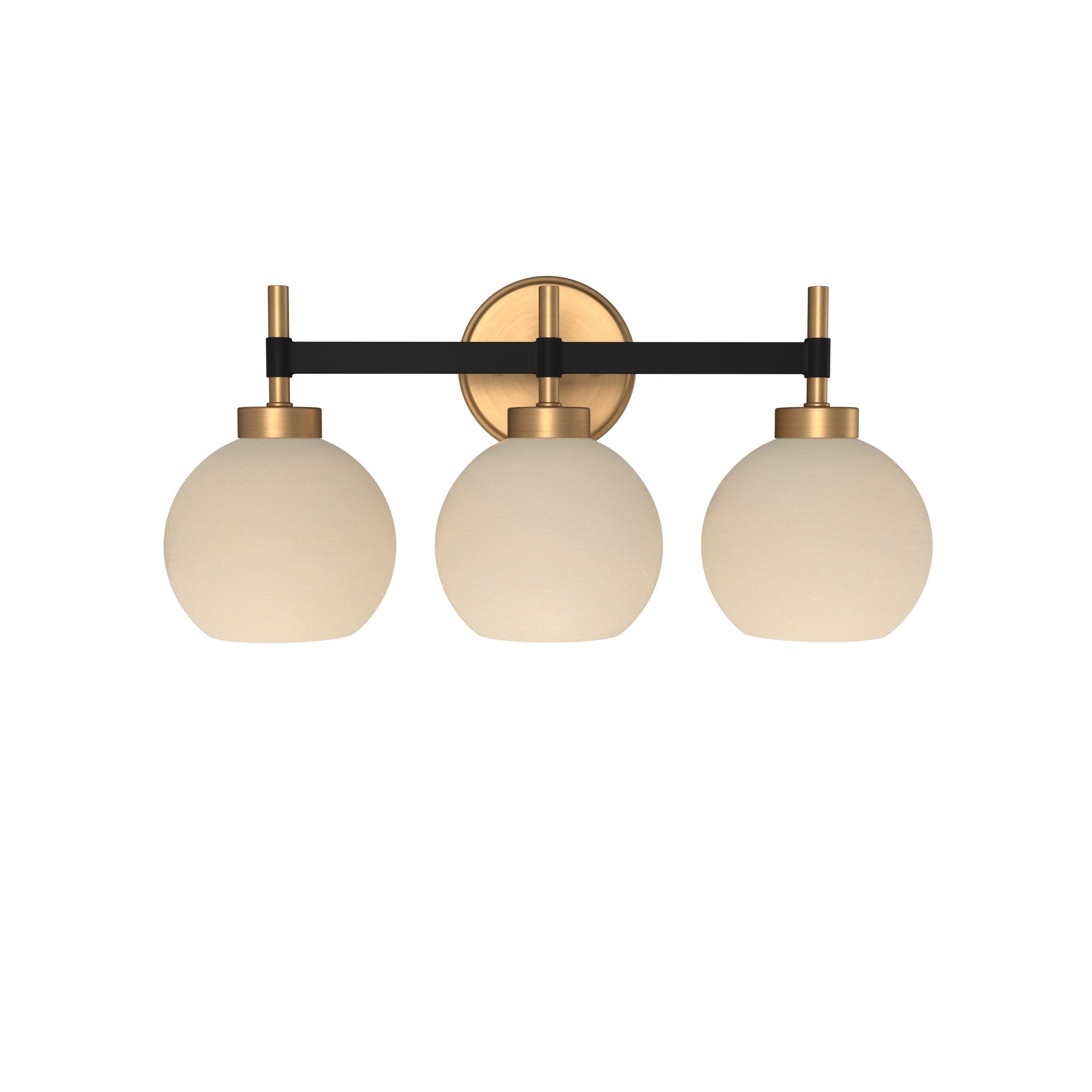 Hale Brushed Gold and Matte Black Triple Vanity Light