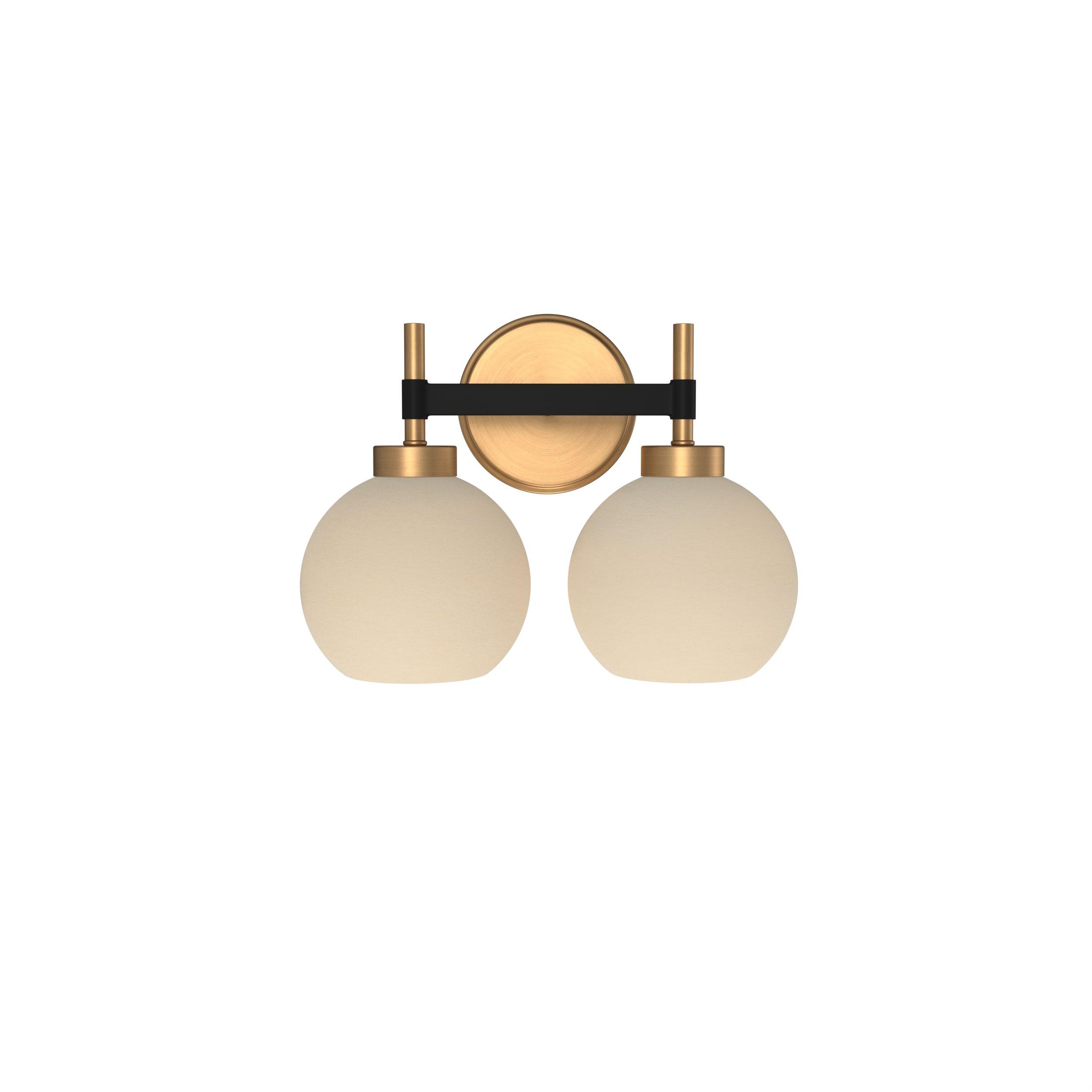 Hale Brushed Gold and Matte Black Double Vanity Light