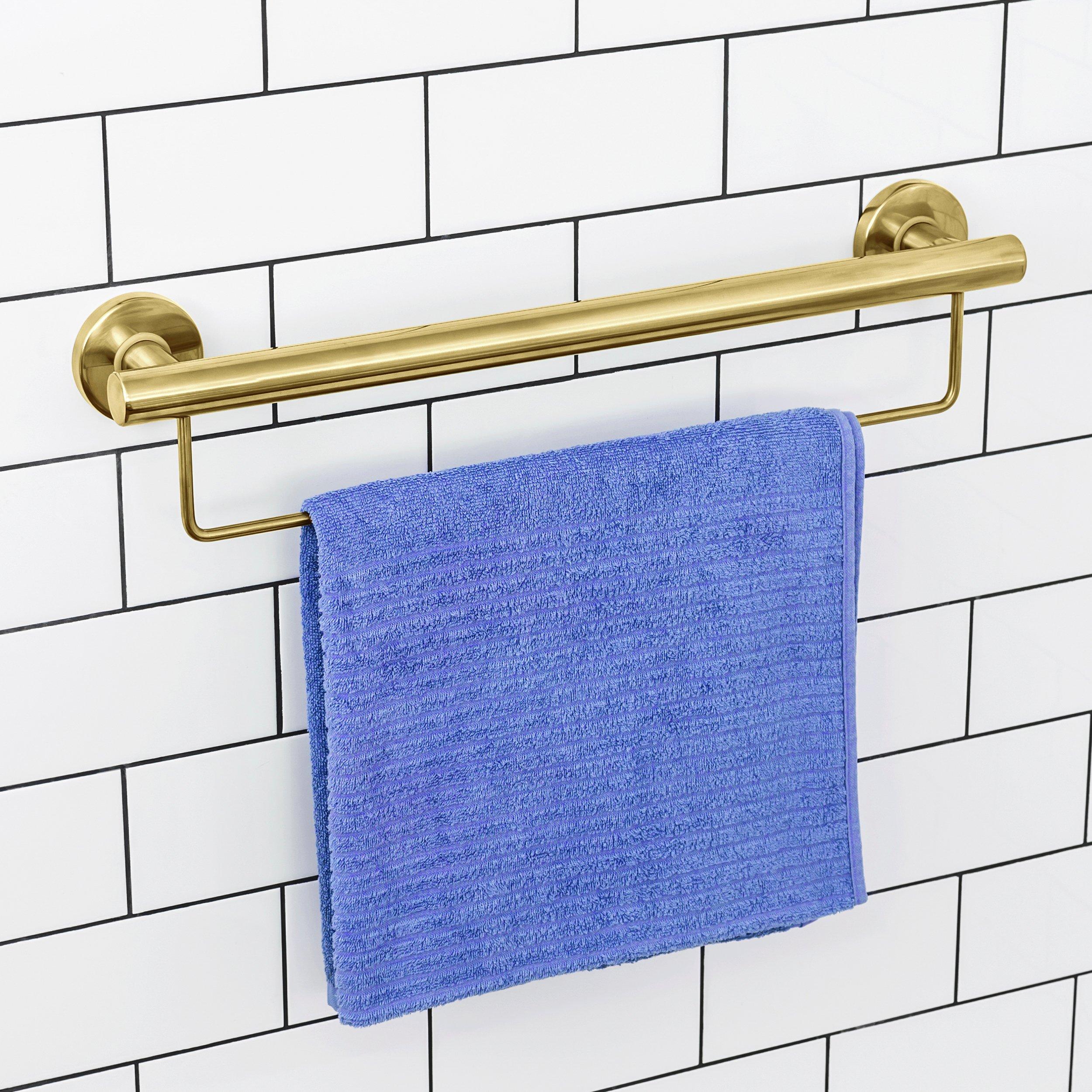 Brushed Gold 24 in. ADA Compliant Grab Bar with Towel Holder