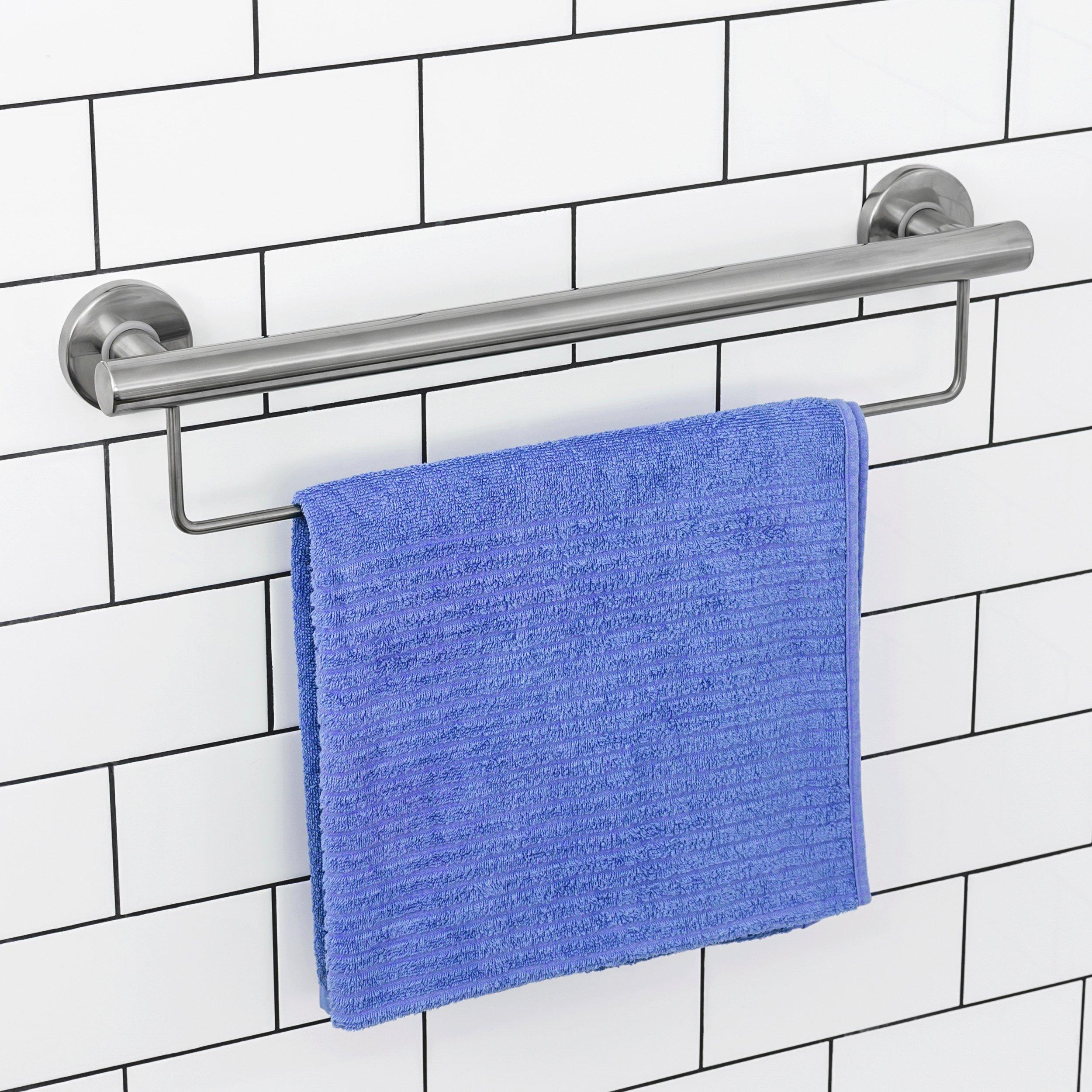 Brushed Nickel 24 in. ADA Compliant Grab Bar with Towel Holder