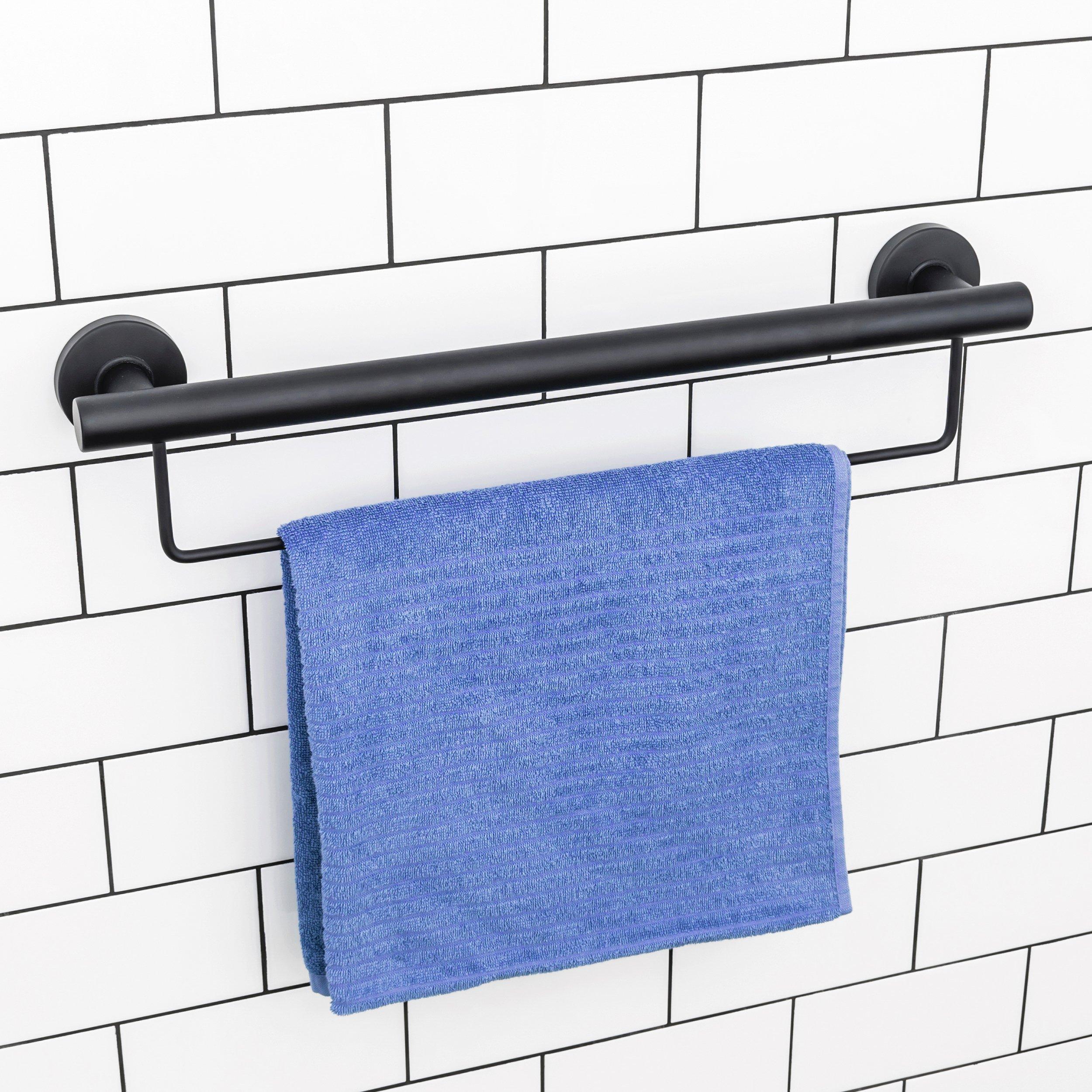 Matte Black 24 in. ADA Compliant Grab Bar with Towel Holder