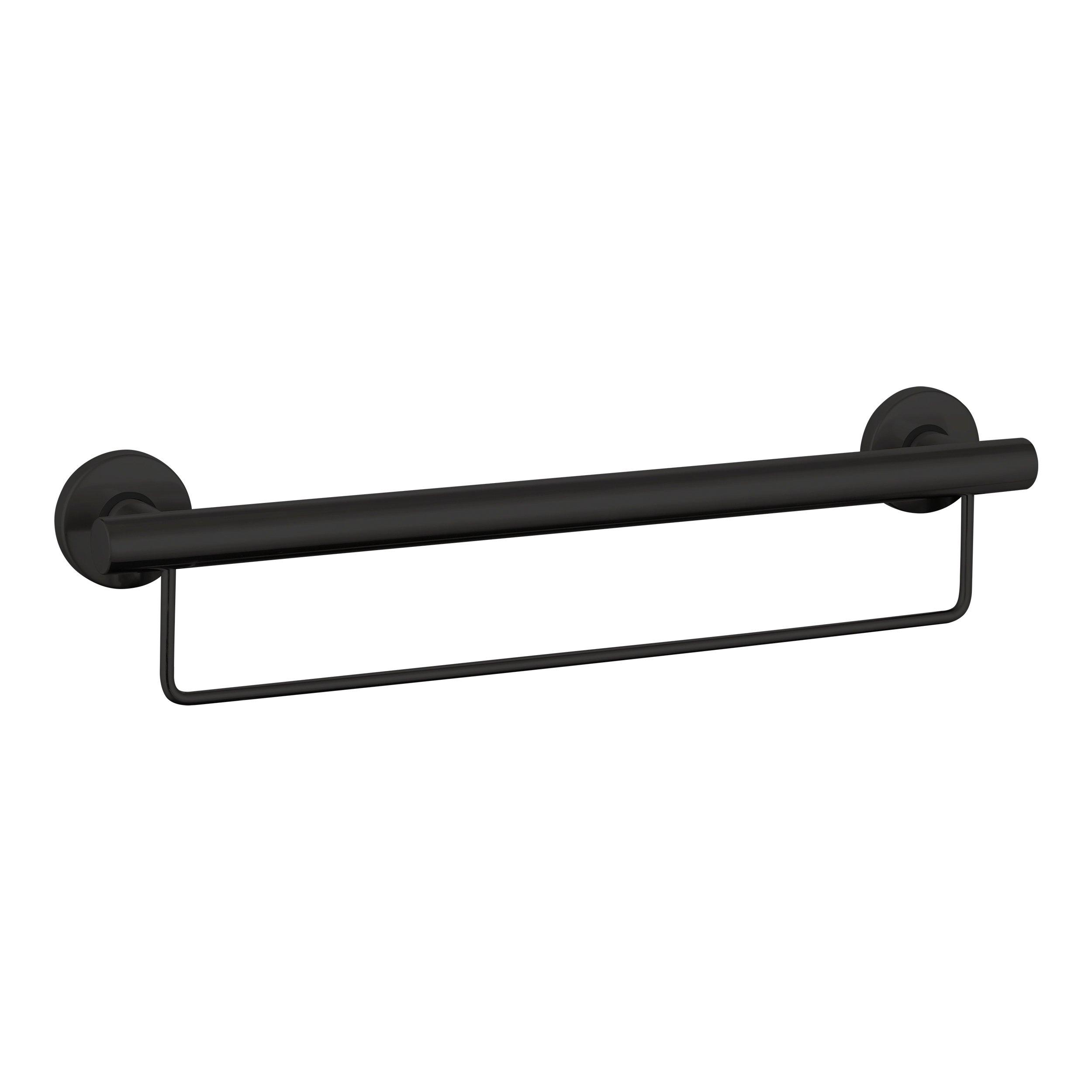 Matte Black 24 in. ADA Compliant Grab Bar with Towel Holder