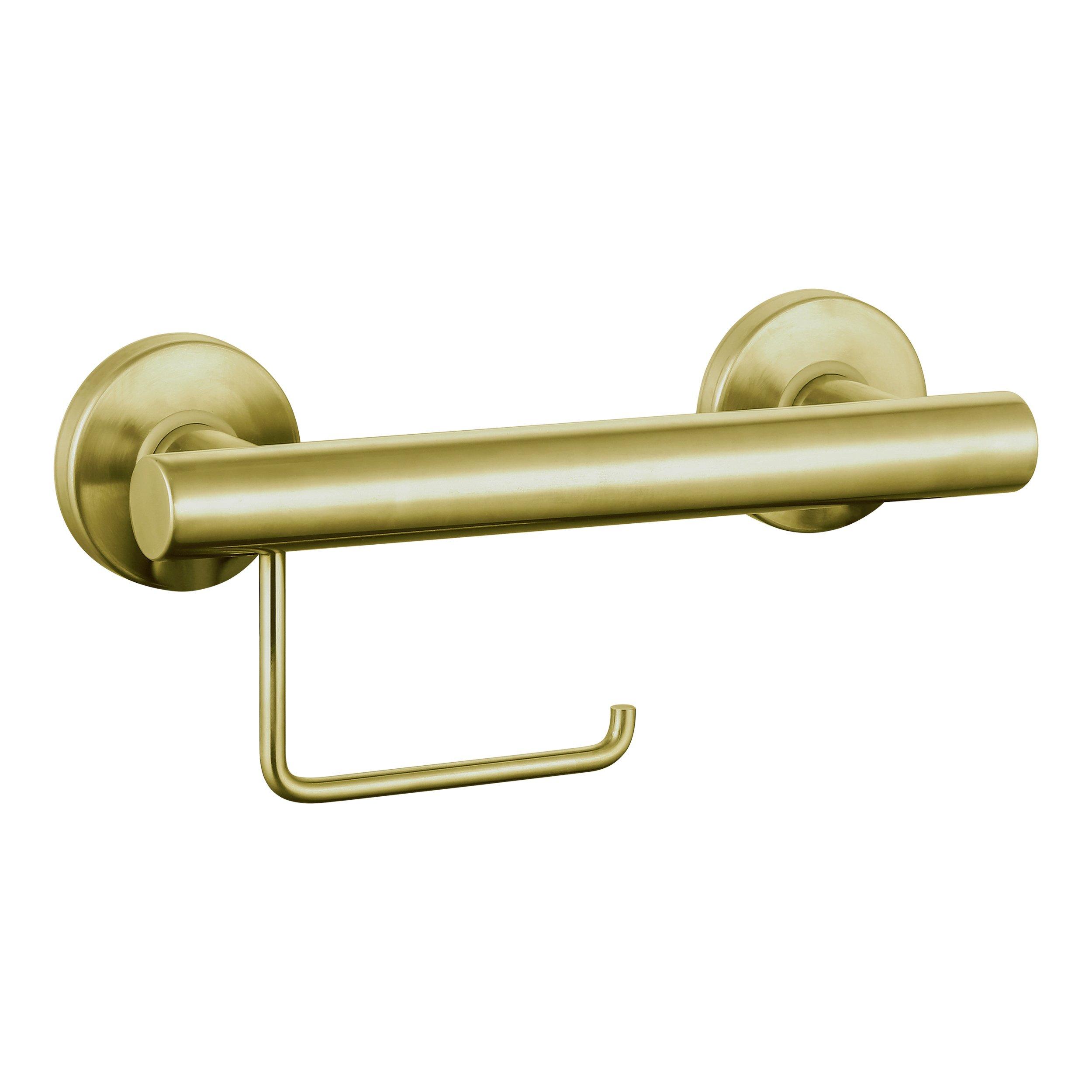 Brushed Gold 9 in. ADA Compliant Grab Bar with Toilet Paper Holder