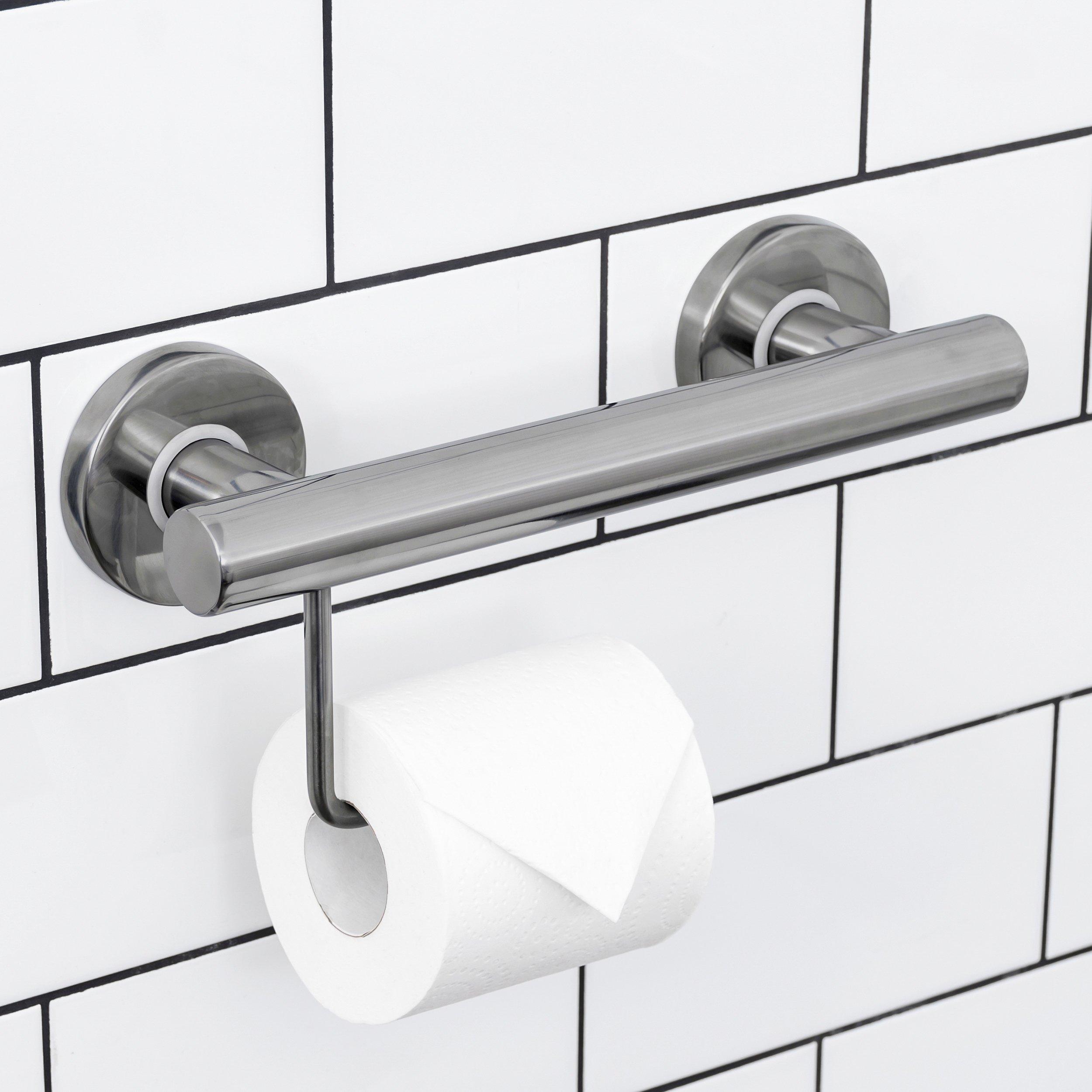 Brushed Nickel 9 in. ADA Compliant Grab Bar with Toilet Paper Holder