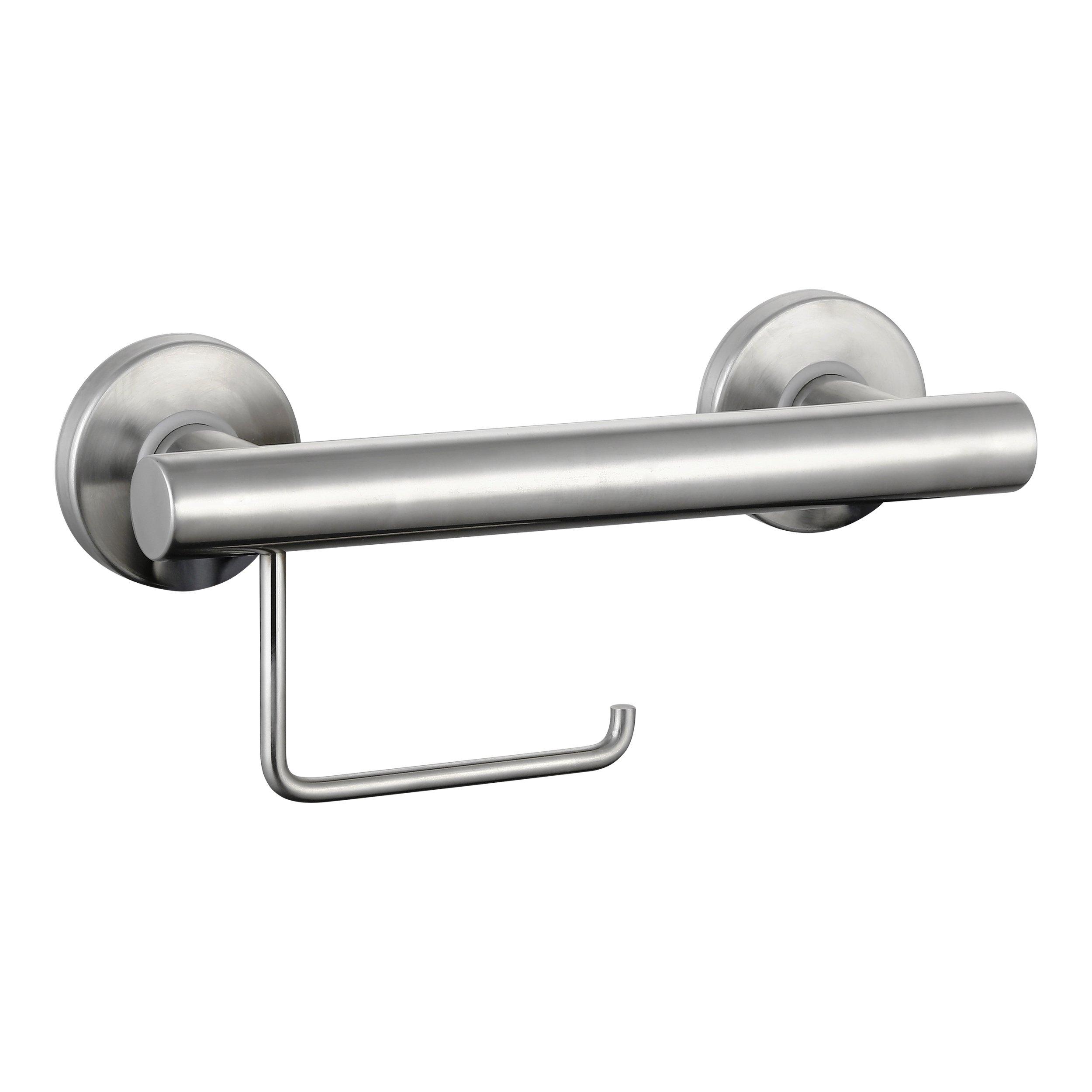 Brushed Nickel 9 in. ADA Compliant Grab Bar with Toilet Paper Holder