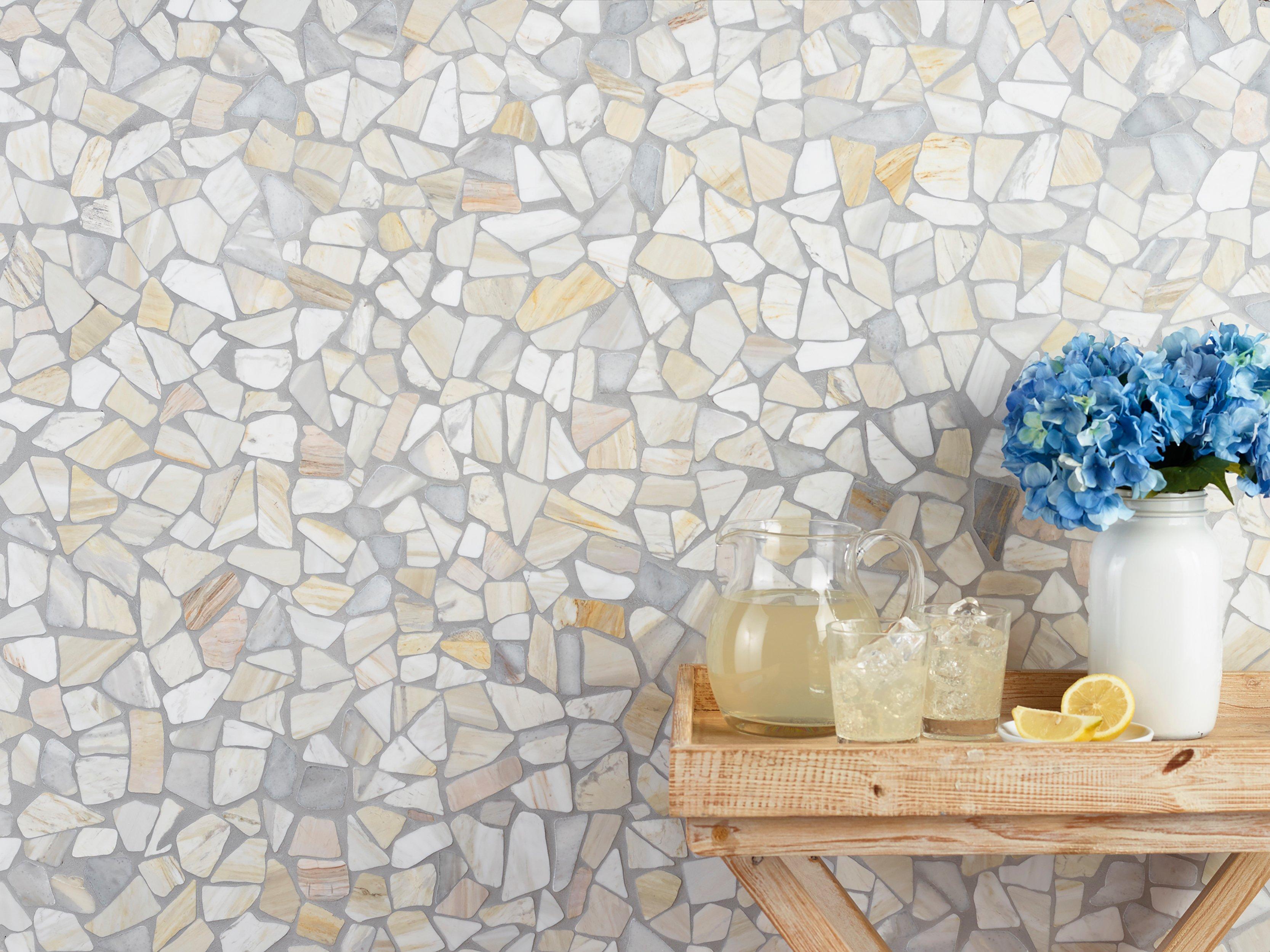 Sienna Sunset Pebble Honed Marble Mosaic
