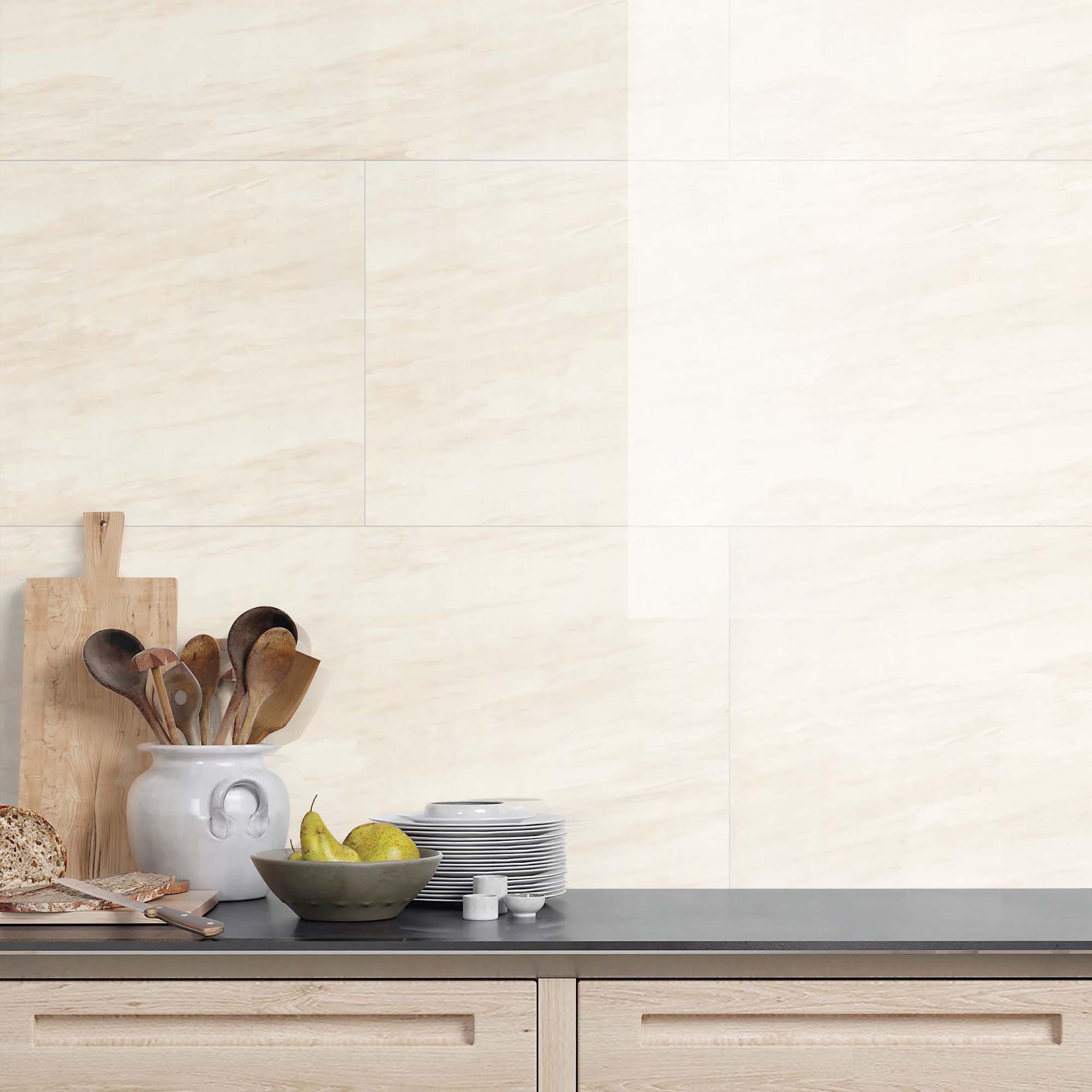 Avery White Polished Porcelain Tile