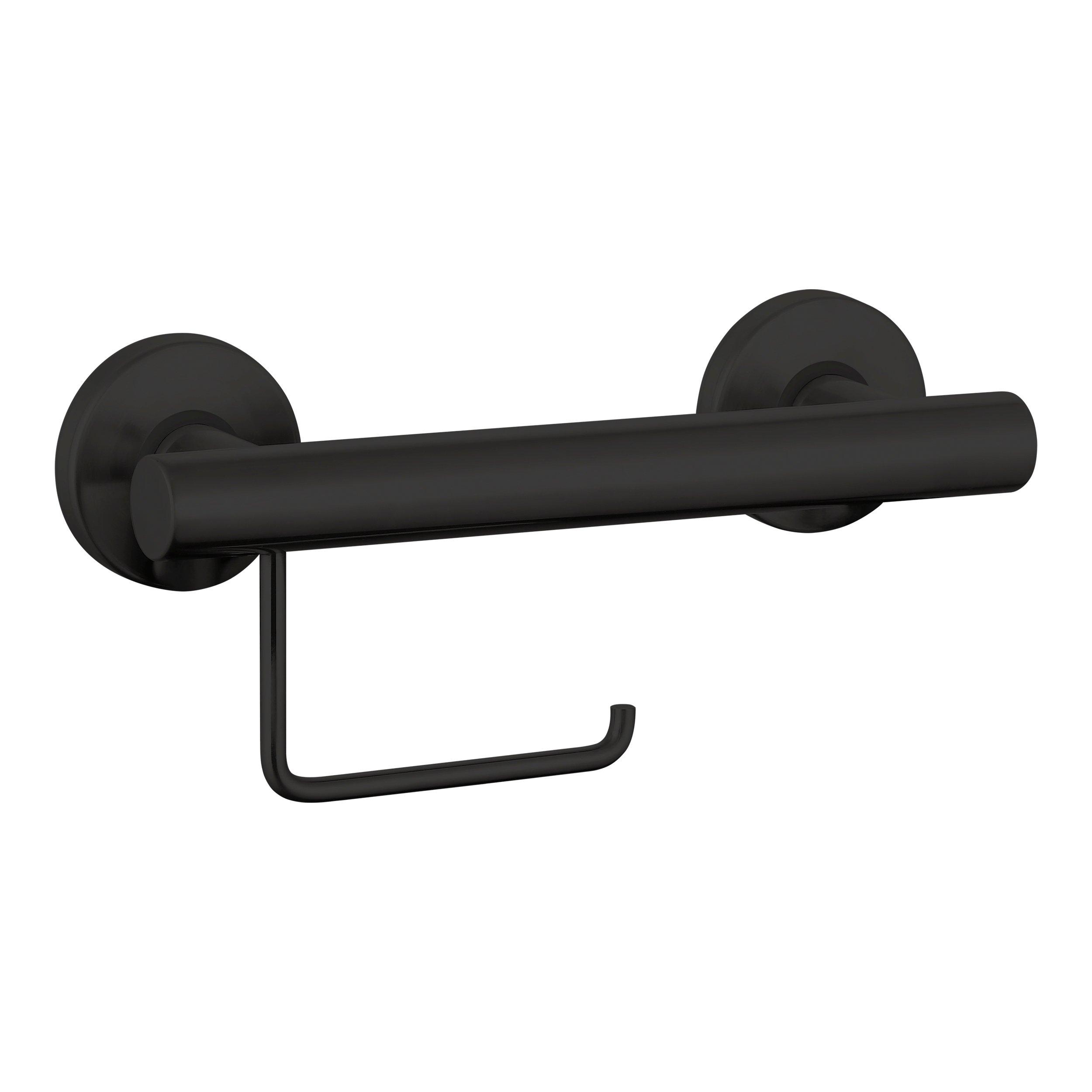 Matte Black 9 in. ADA Compliant Grab Bar with Toilet Paper Holder
