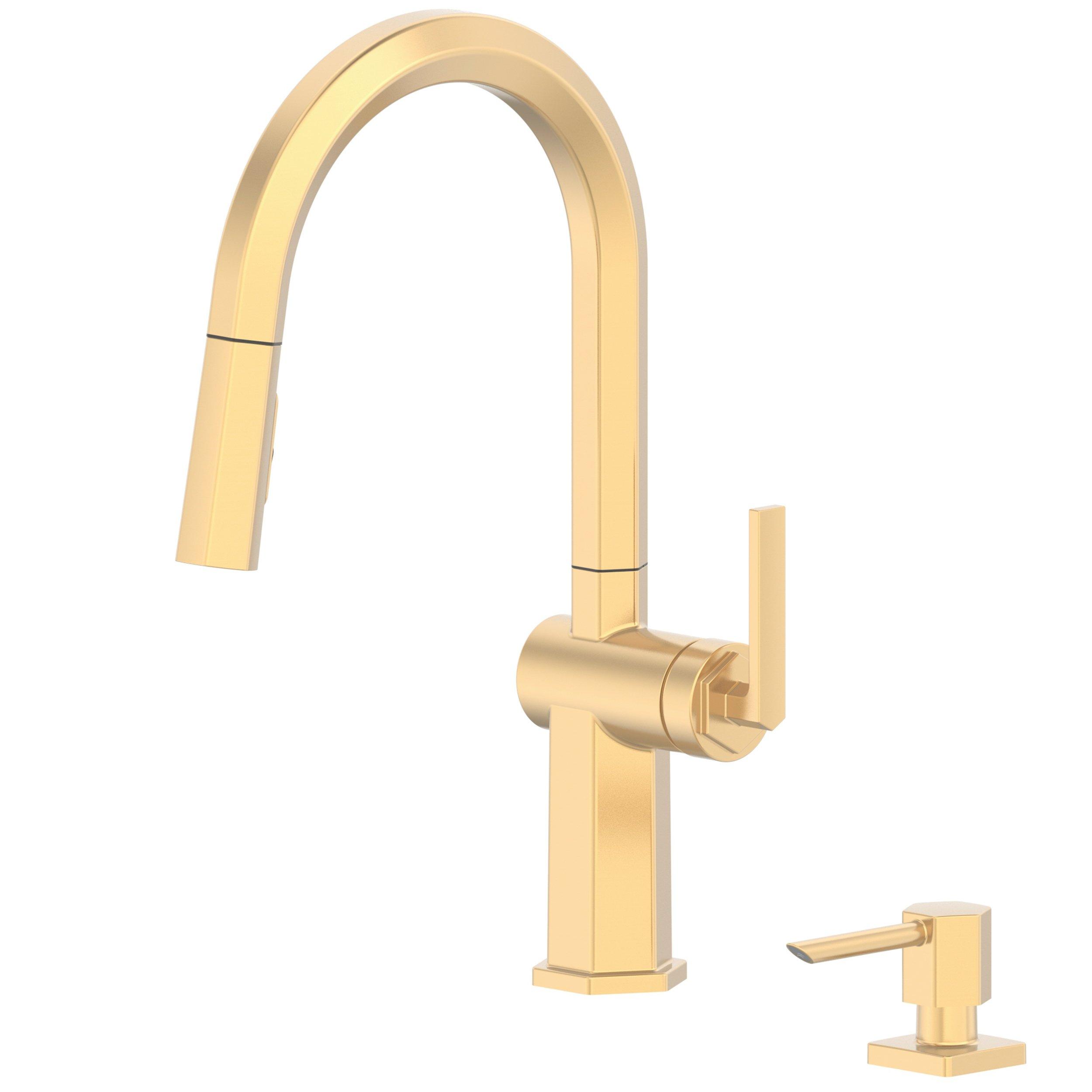 Apollo Pull Down Brushed Gold Kitchen Faucet