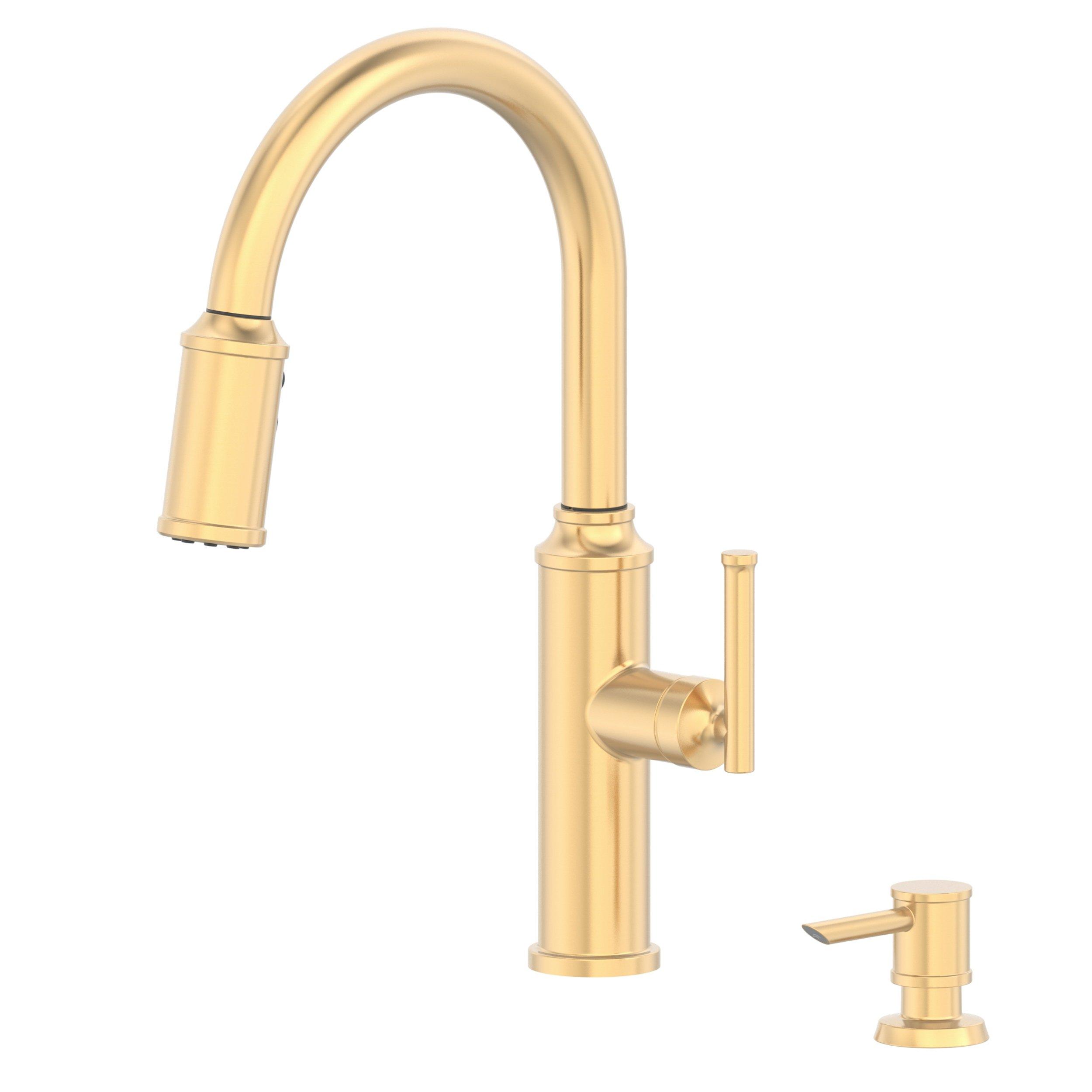 Athena Pull Down Brushed Gold Kitchen Faucet