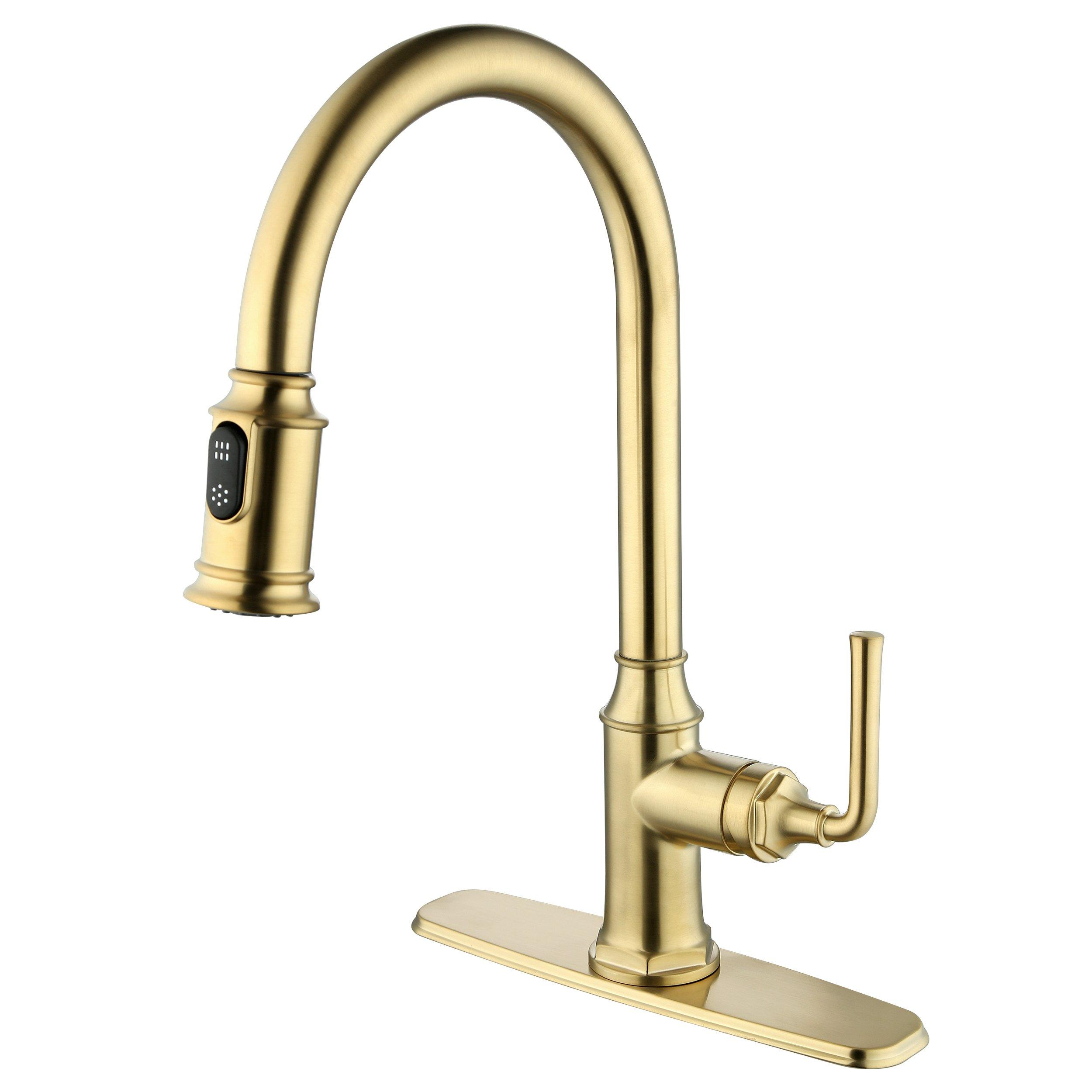 Athena Pull Down Brushed Gold Kitchen Faucet