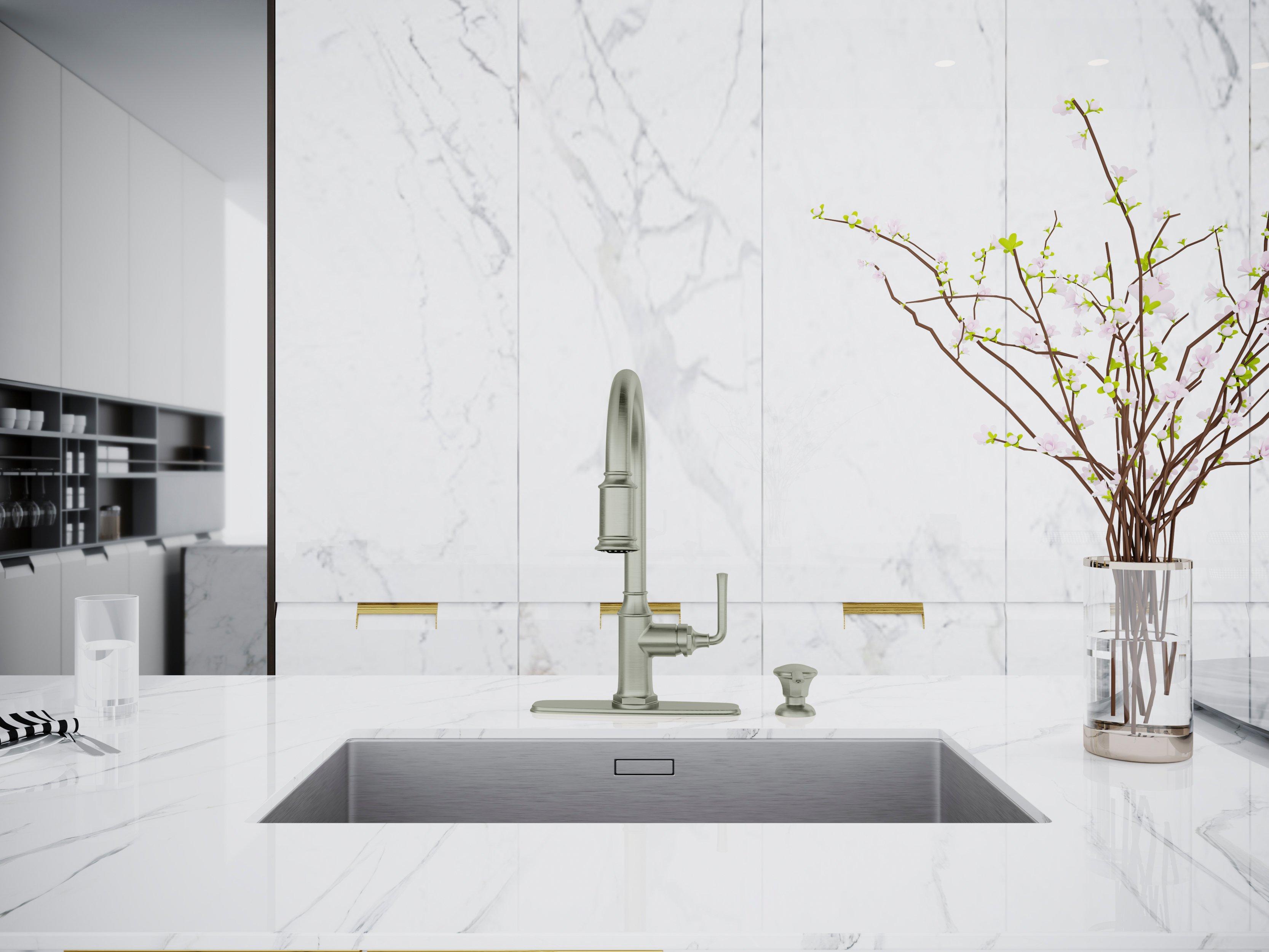 Athena Pull Down Brushed Nickel Kitchen Faucet