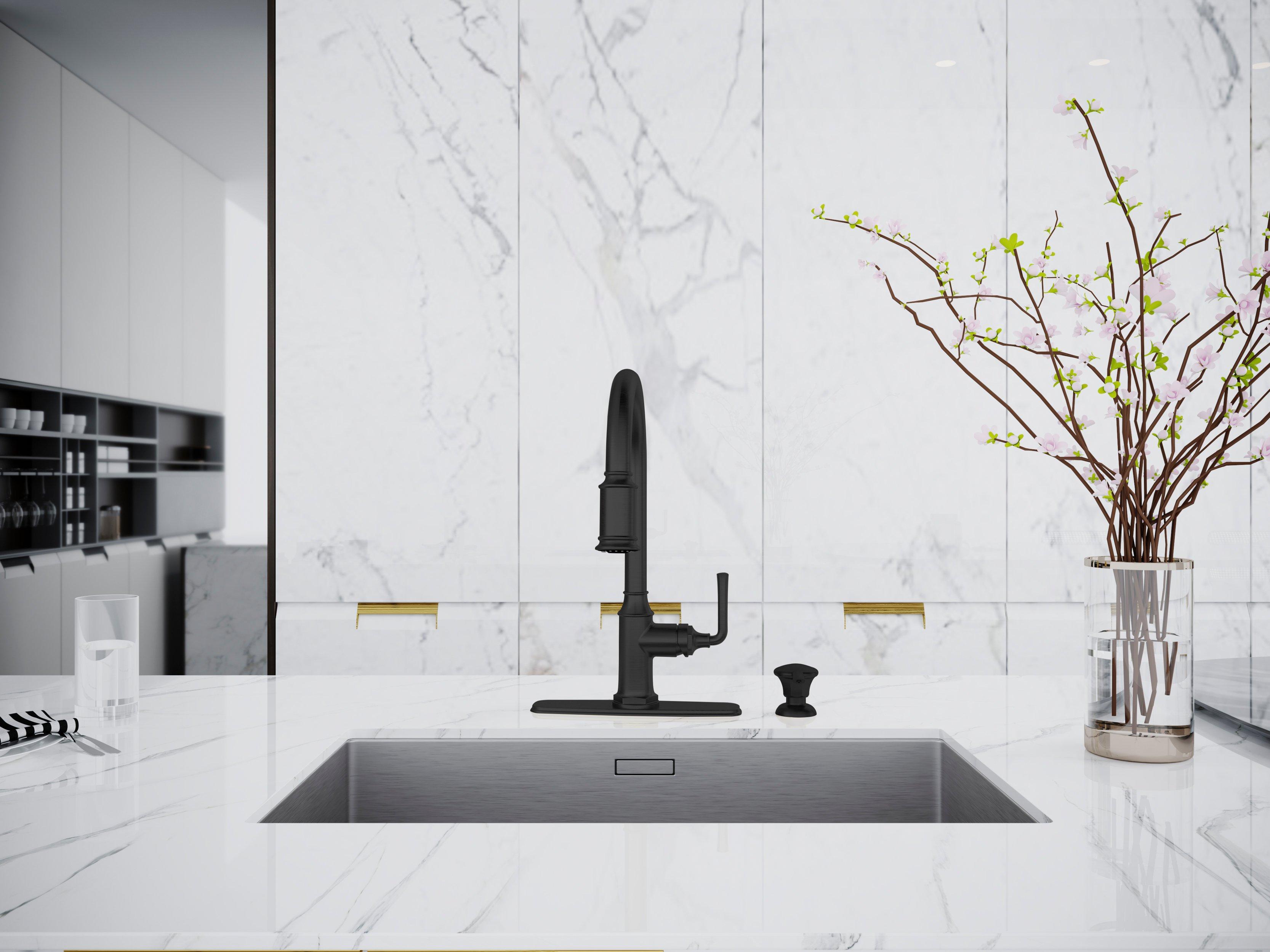 Athena Pull Down Matte Black Kitchen Faucet