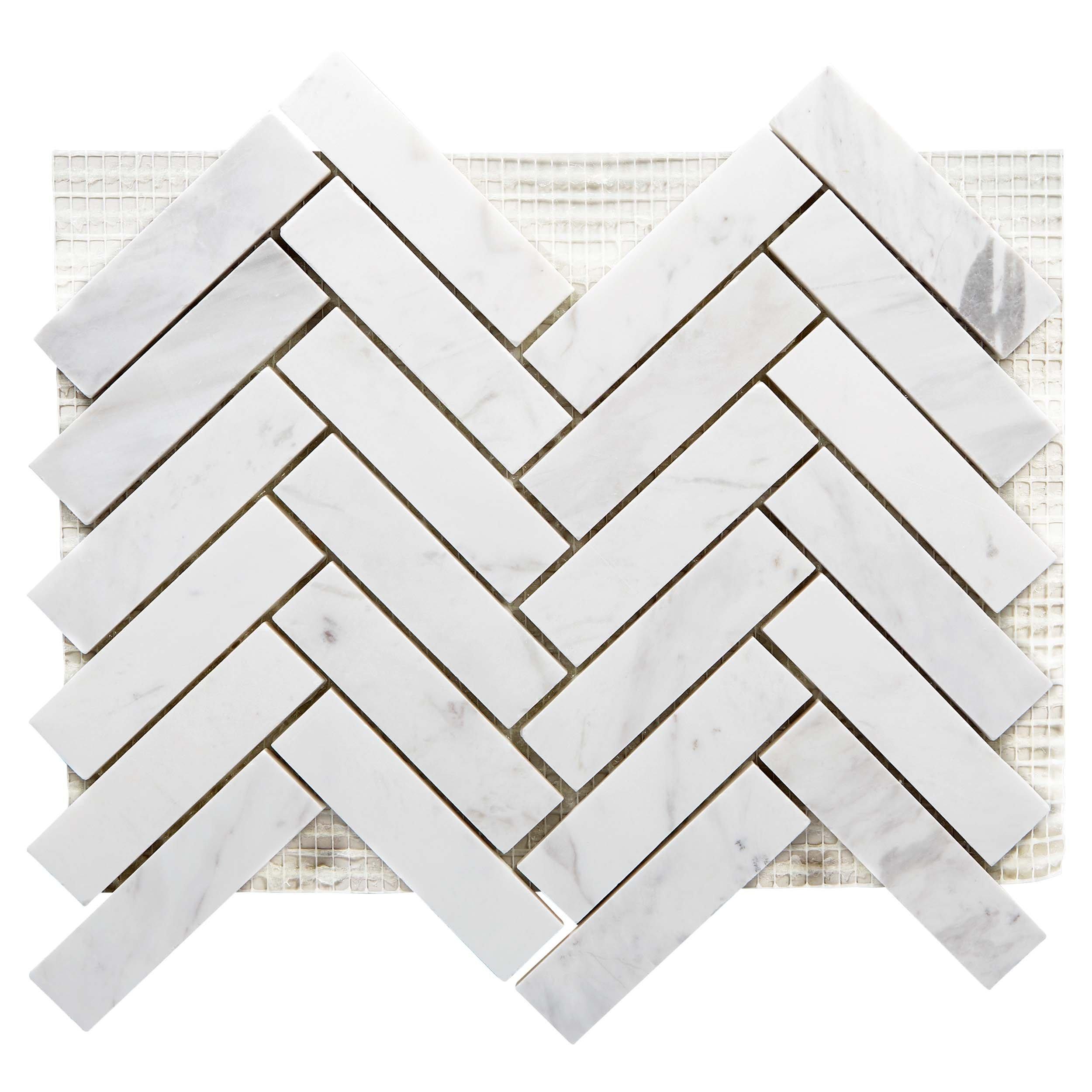 Volakas Herringbone Honed Marble Mosaic