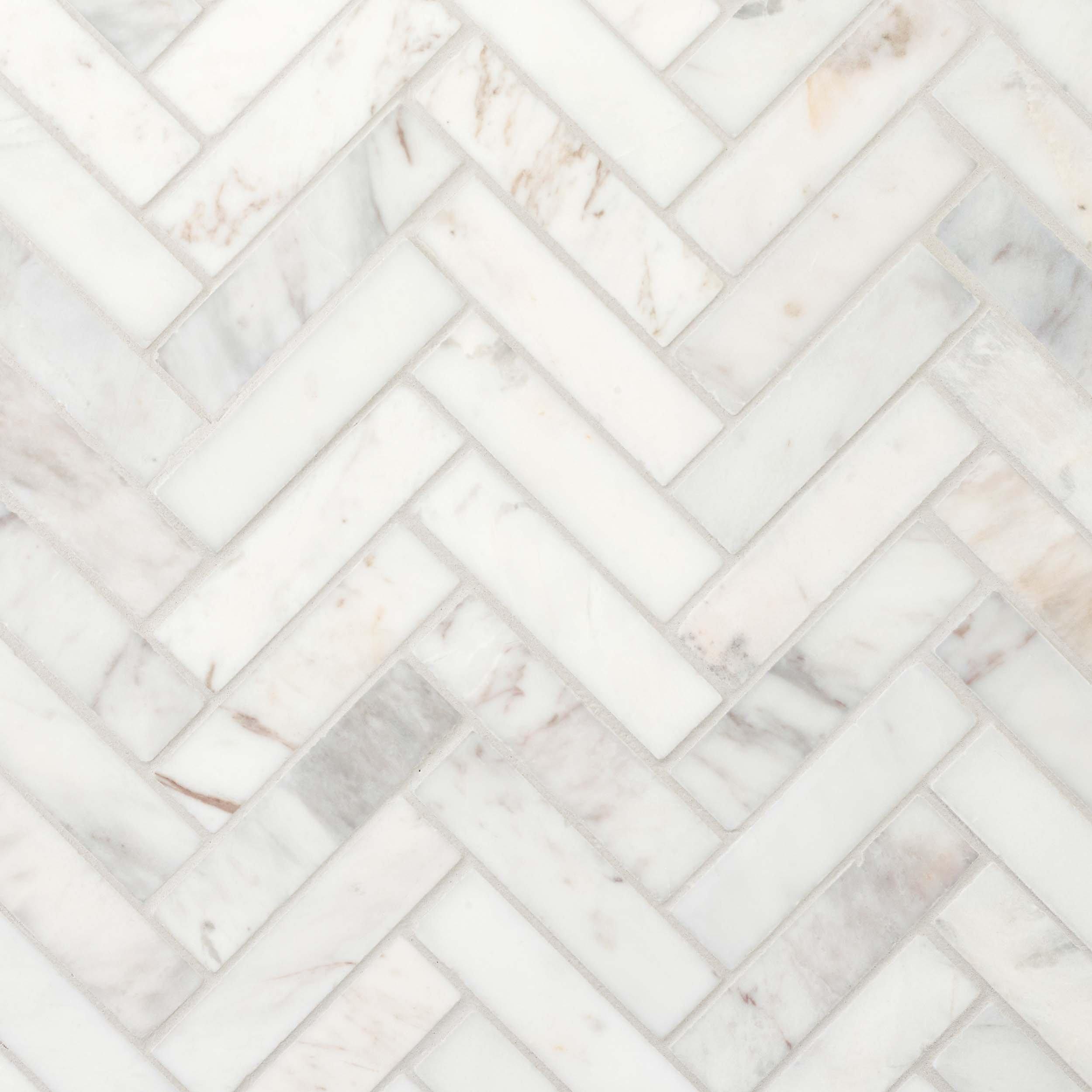 Volakas Herringbone Honed Marble Mosaic