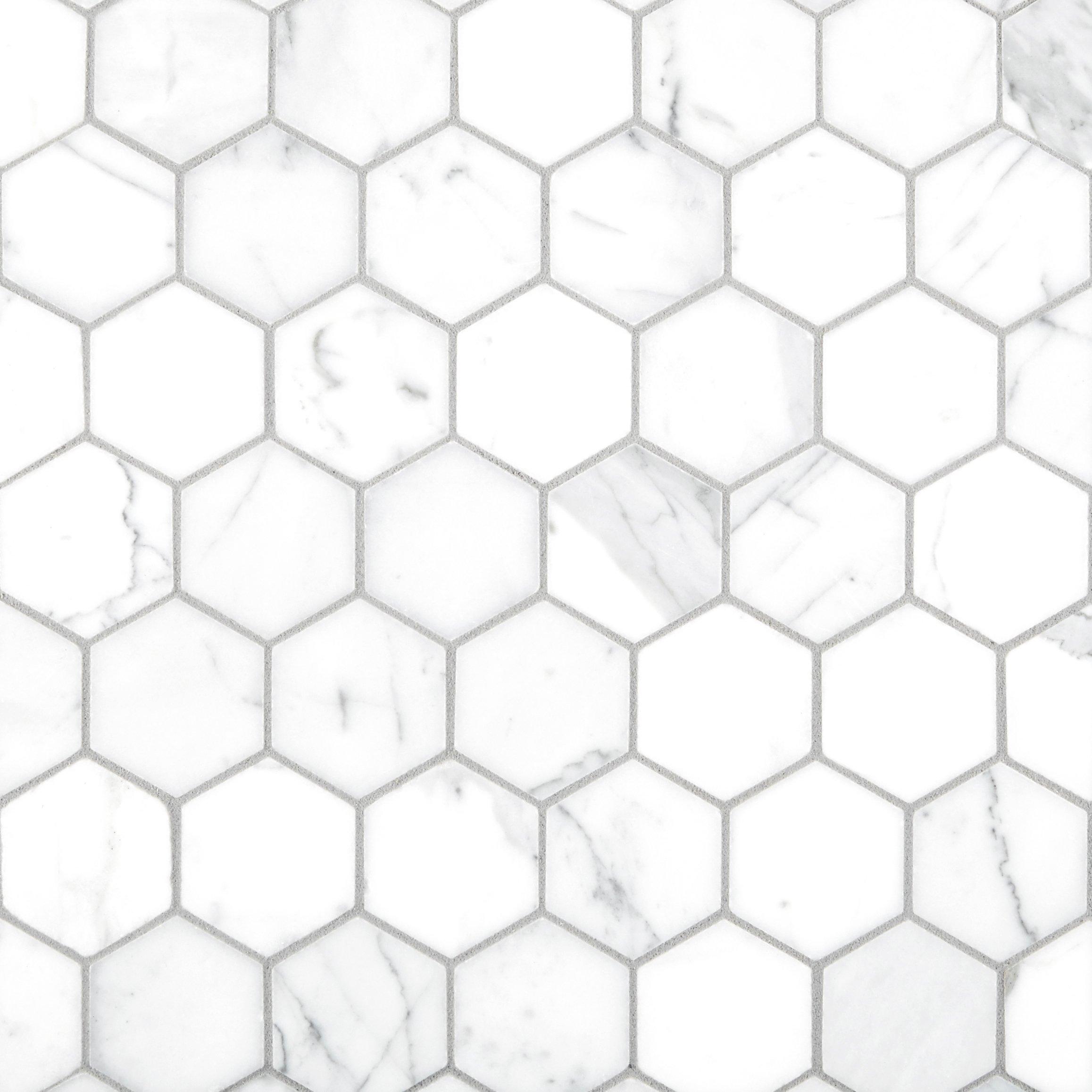 Statuario Hexagon Honed Marble Mosaic