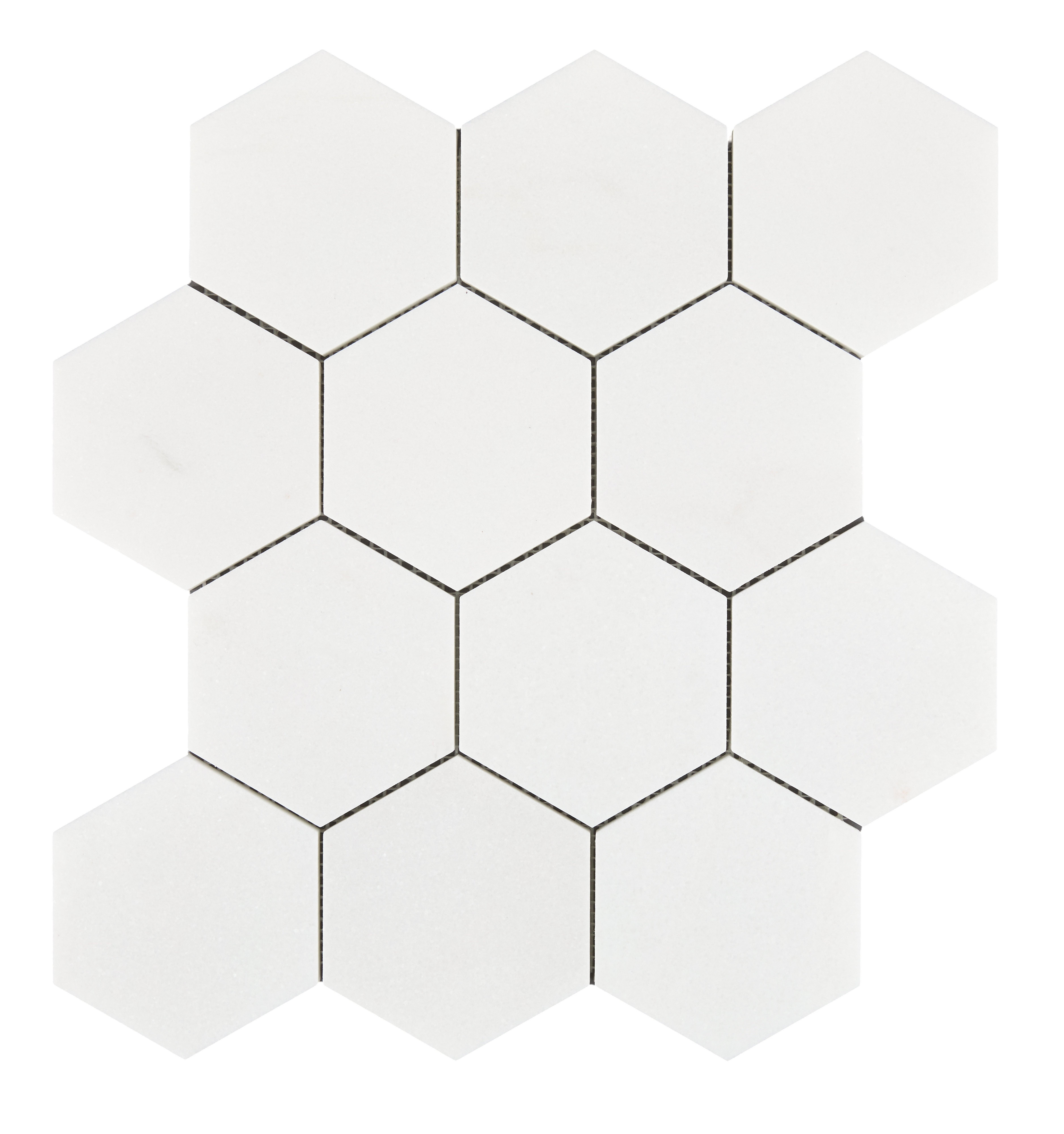 Thassos Hexagon Honed Mosaic