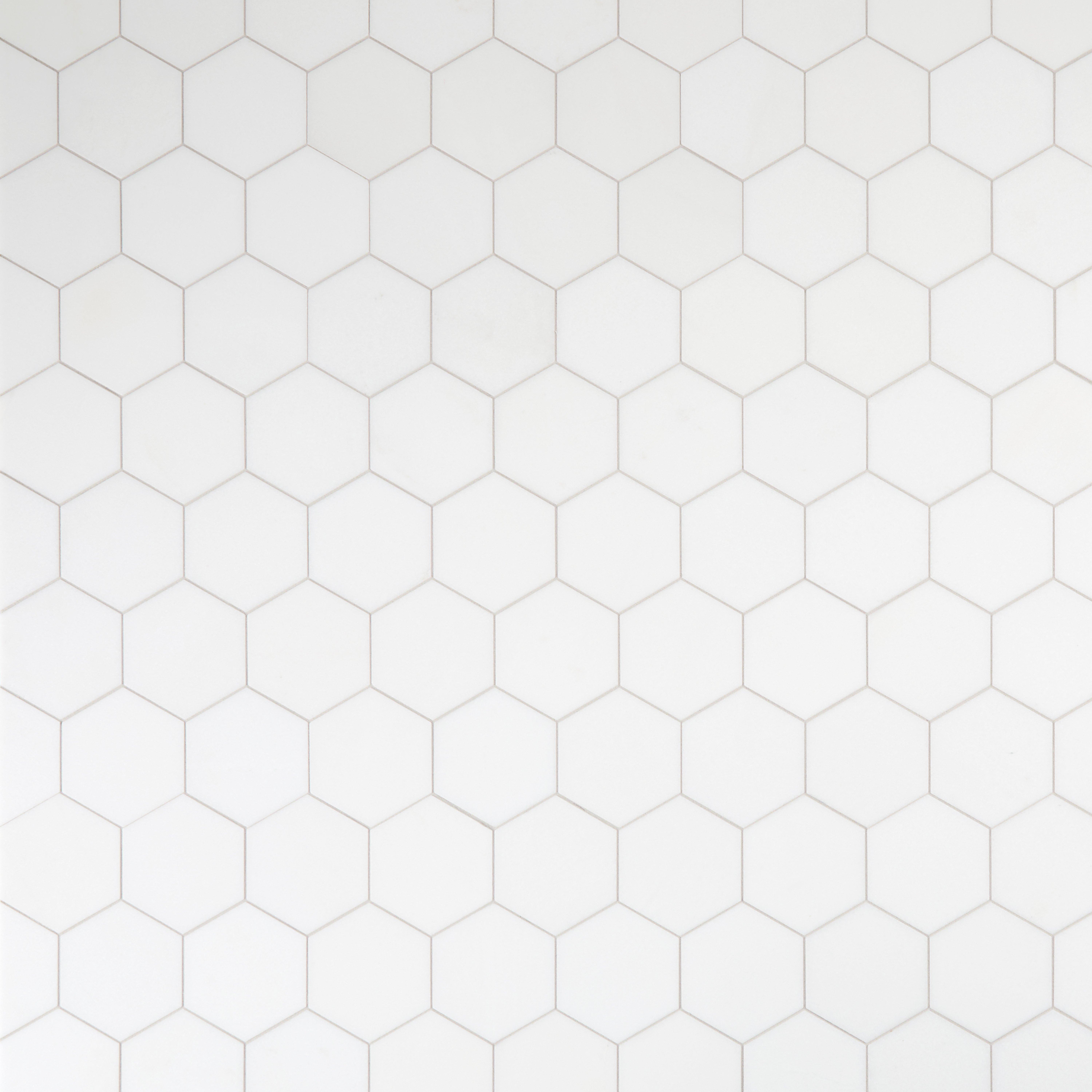 Thassos Hexagon Honed Mosaic