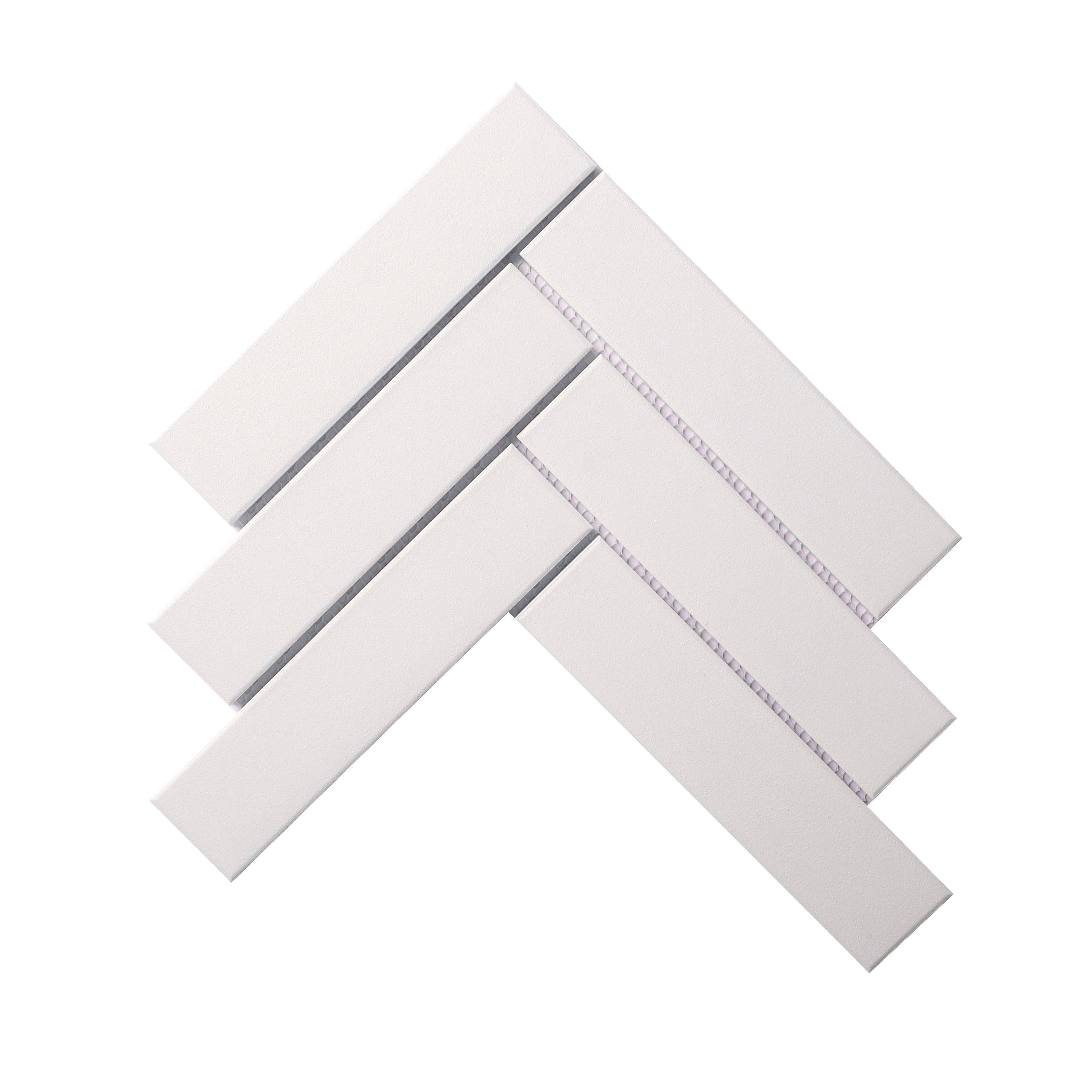 White Herringbone Unglazed Porcelain Mosaic