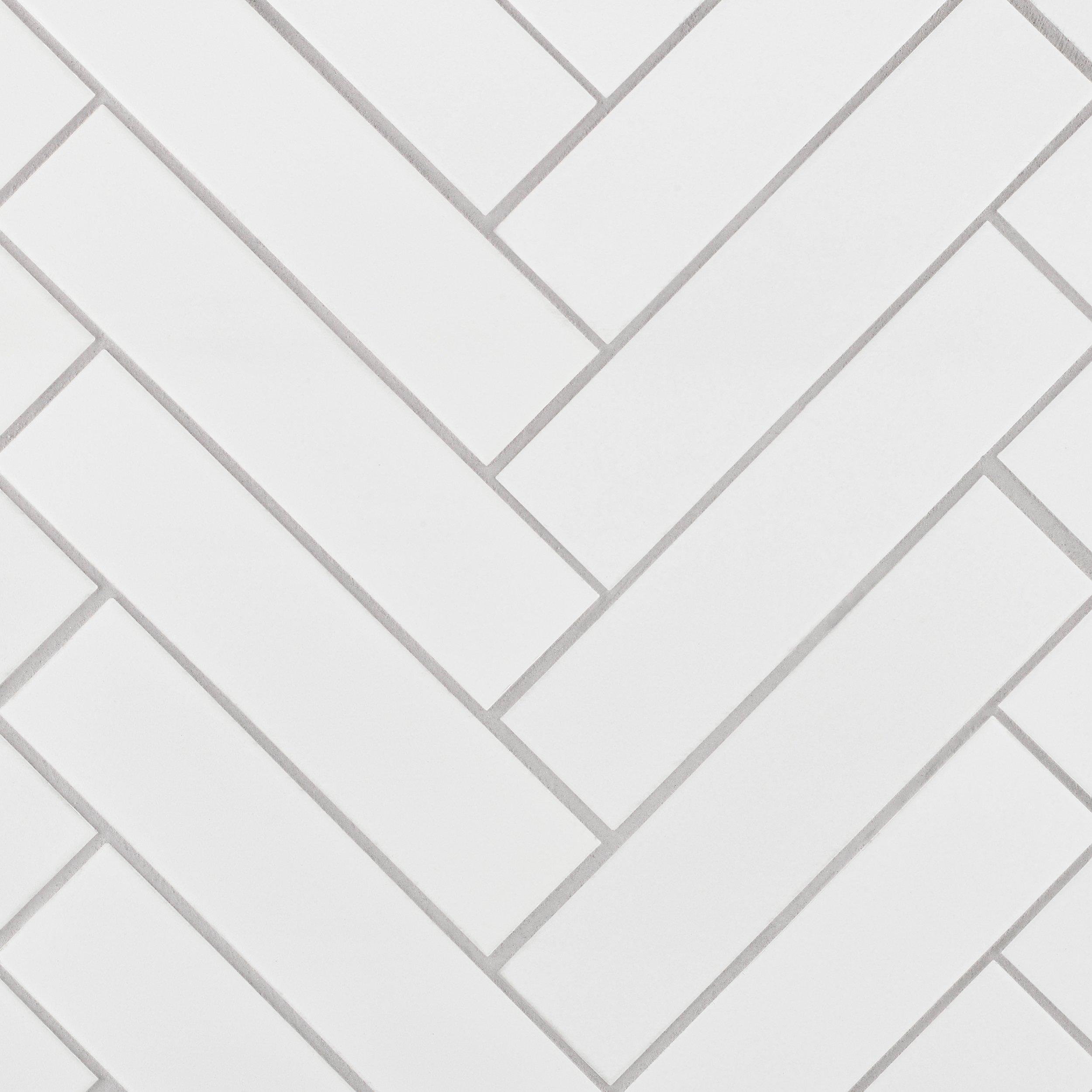 White Herringbone Unglazed Porcelain Mosaic