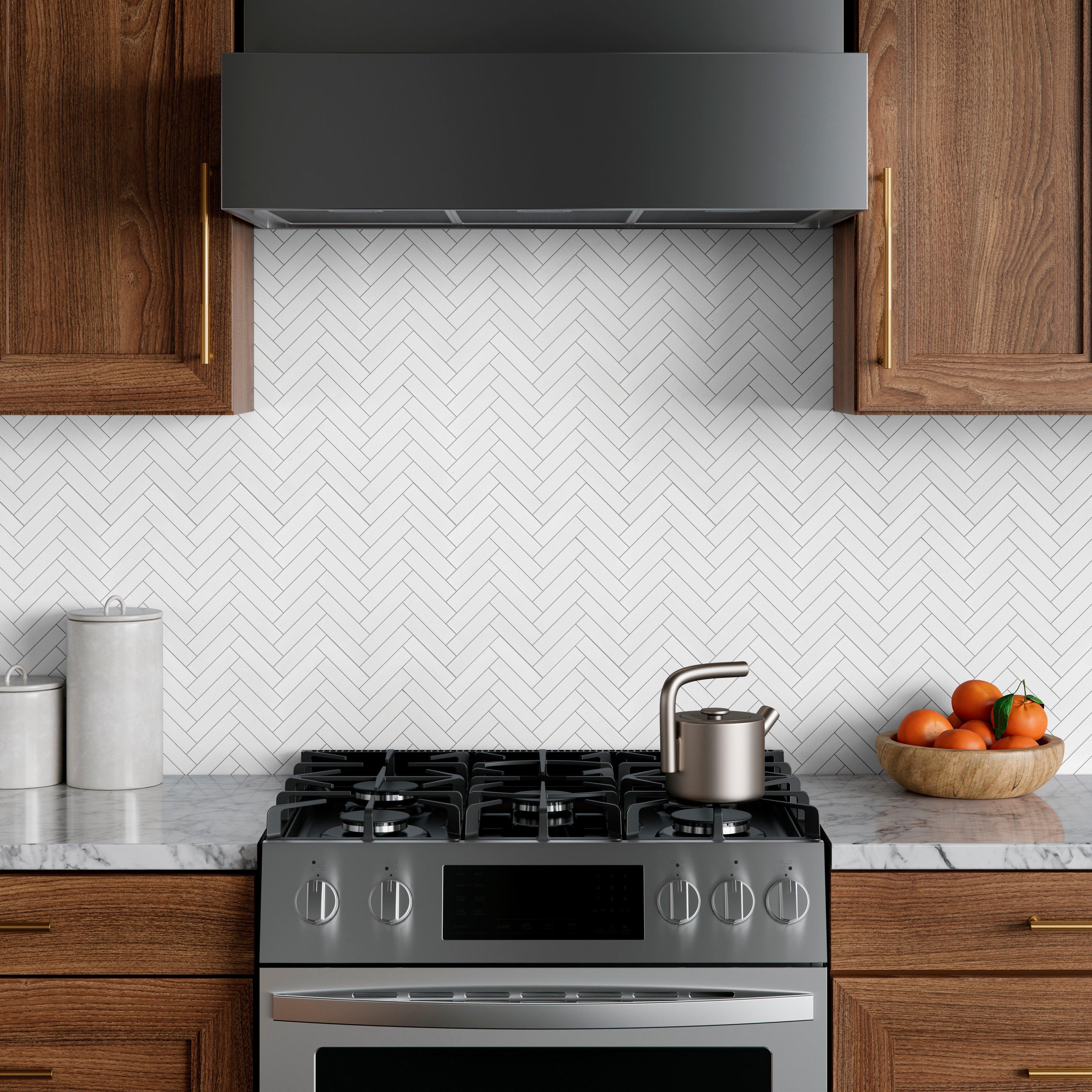 Thassos Herringbone Honed Marble Mosaic