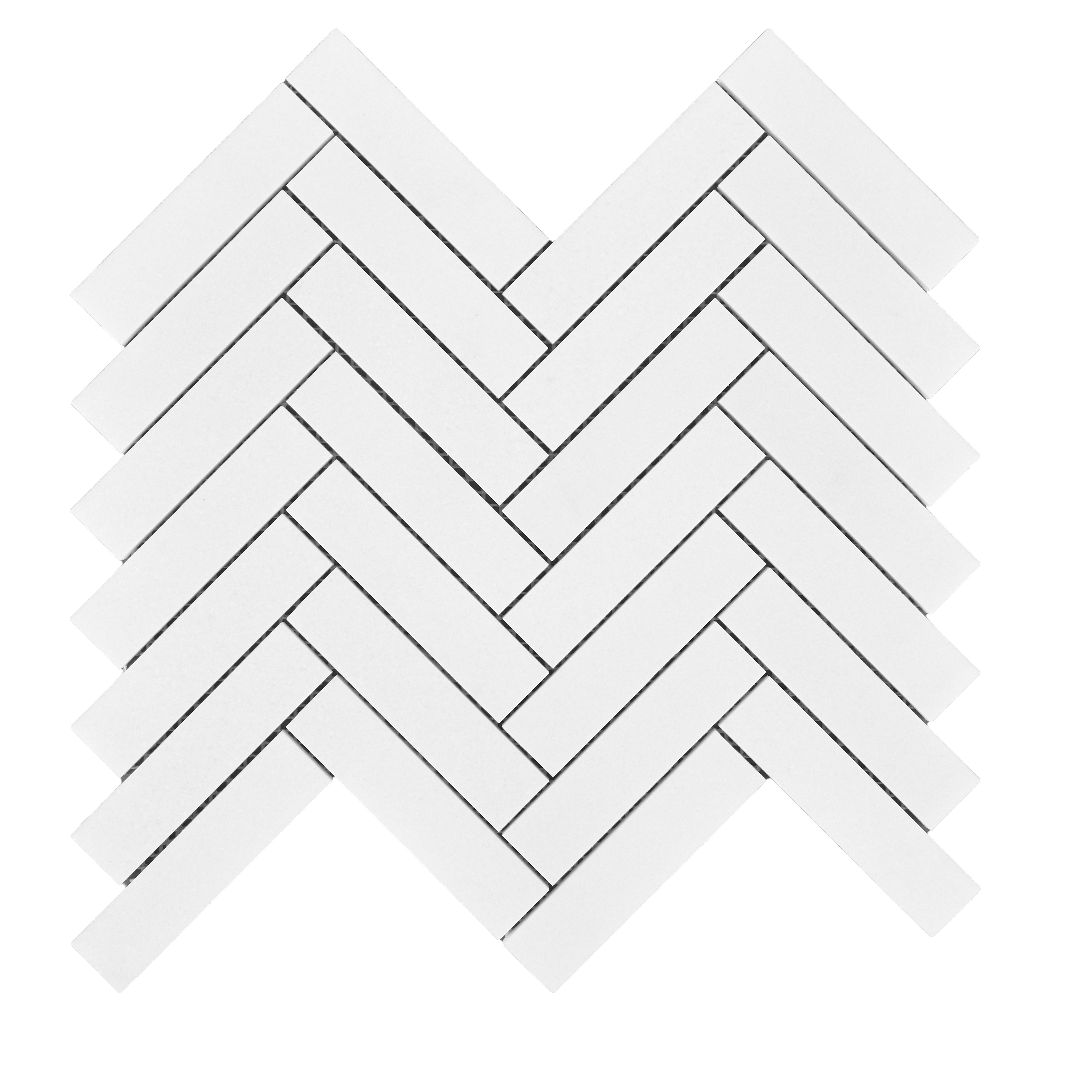 Thassos Herringbone Honed Marble Mosaic