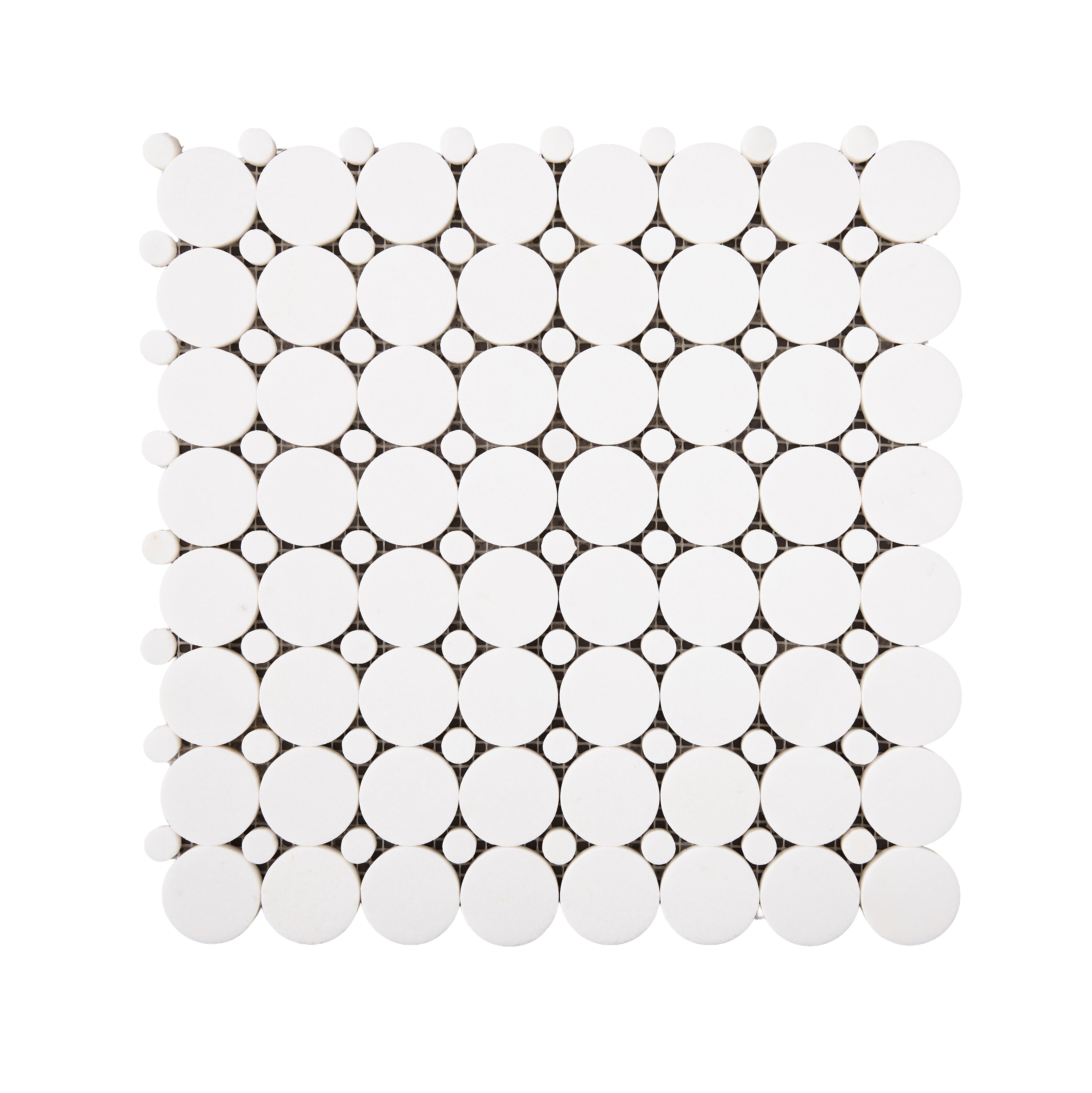 Thassos Circle Honed Marble Mosaic