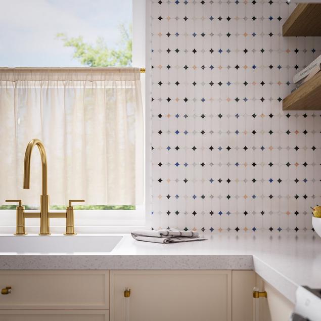 Mosaic marble backsplash