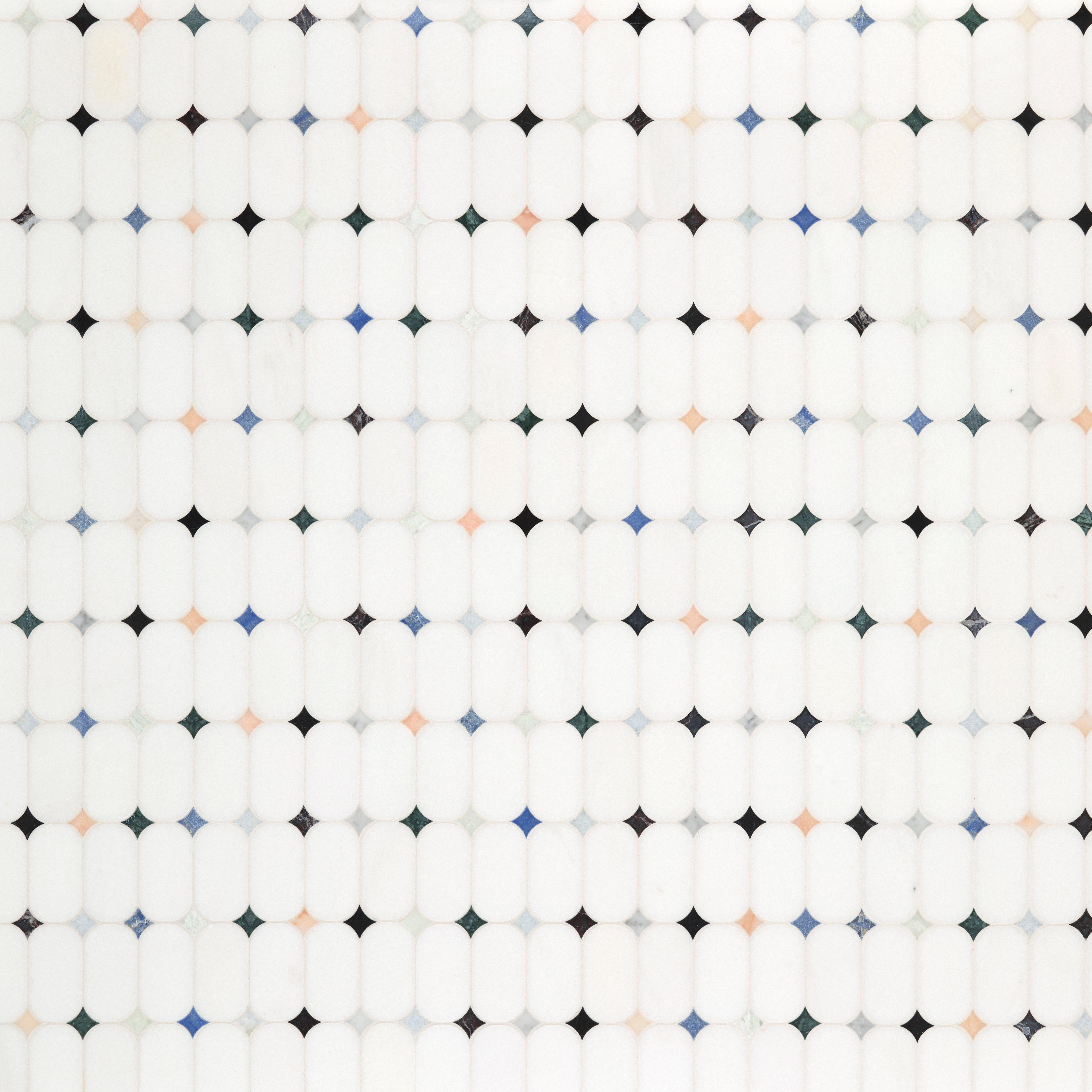 Marquise Thassos Multi Finish Marble Mosaic