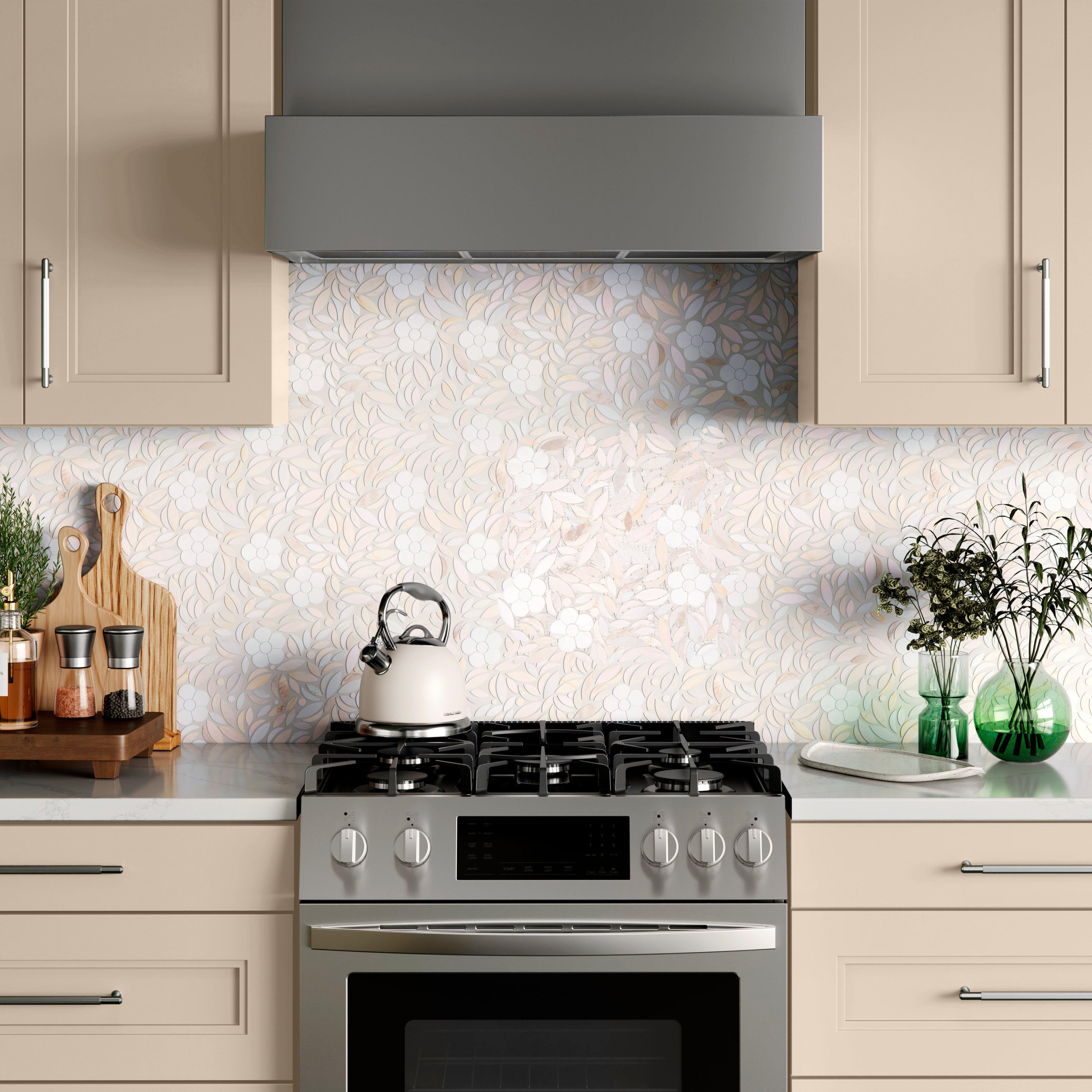 Flora Rosa Alba Dolomite Honed Marble Mosaic