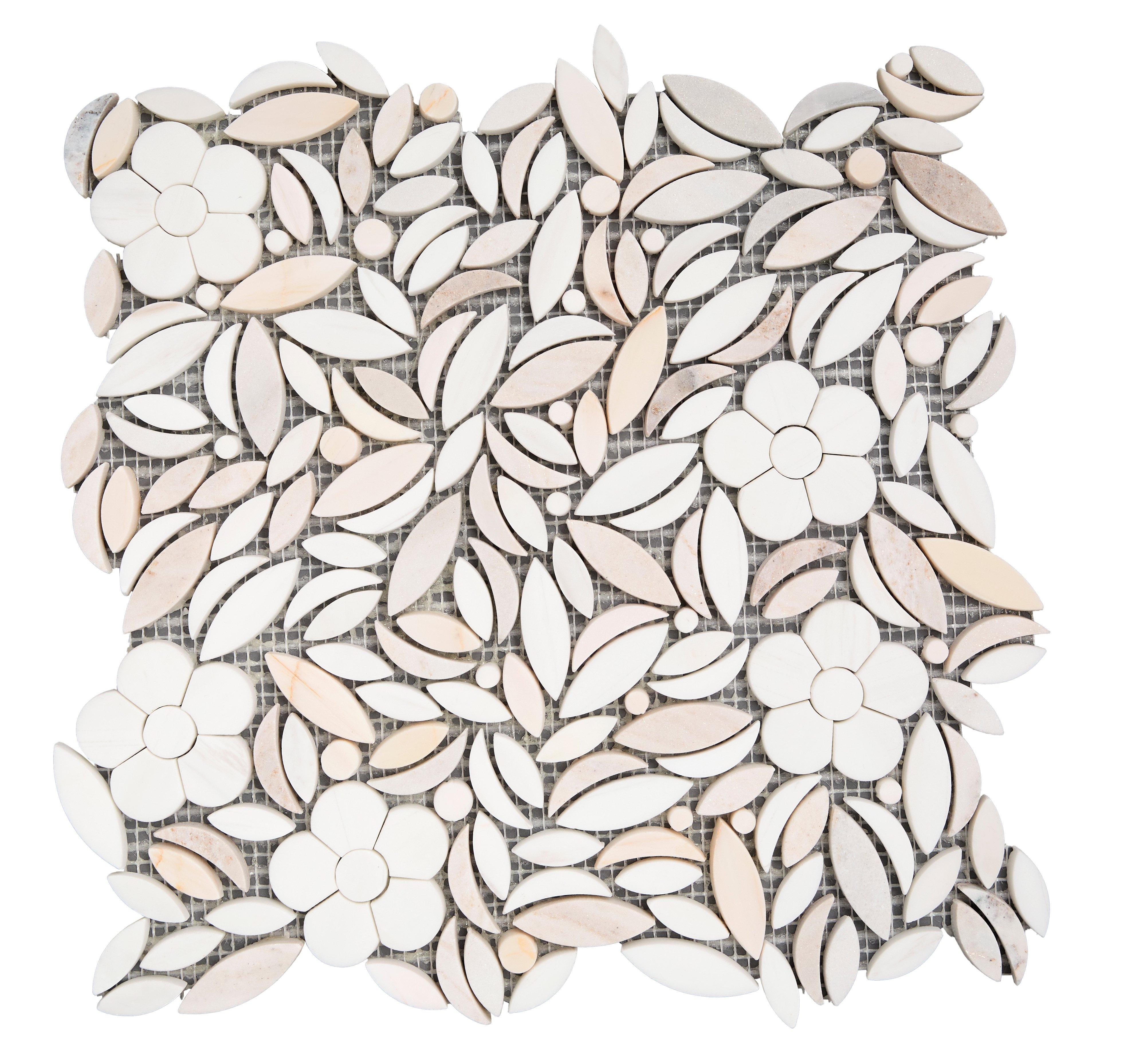 Flora Rosa Alba Dolomite Honed Marble Mosaic
