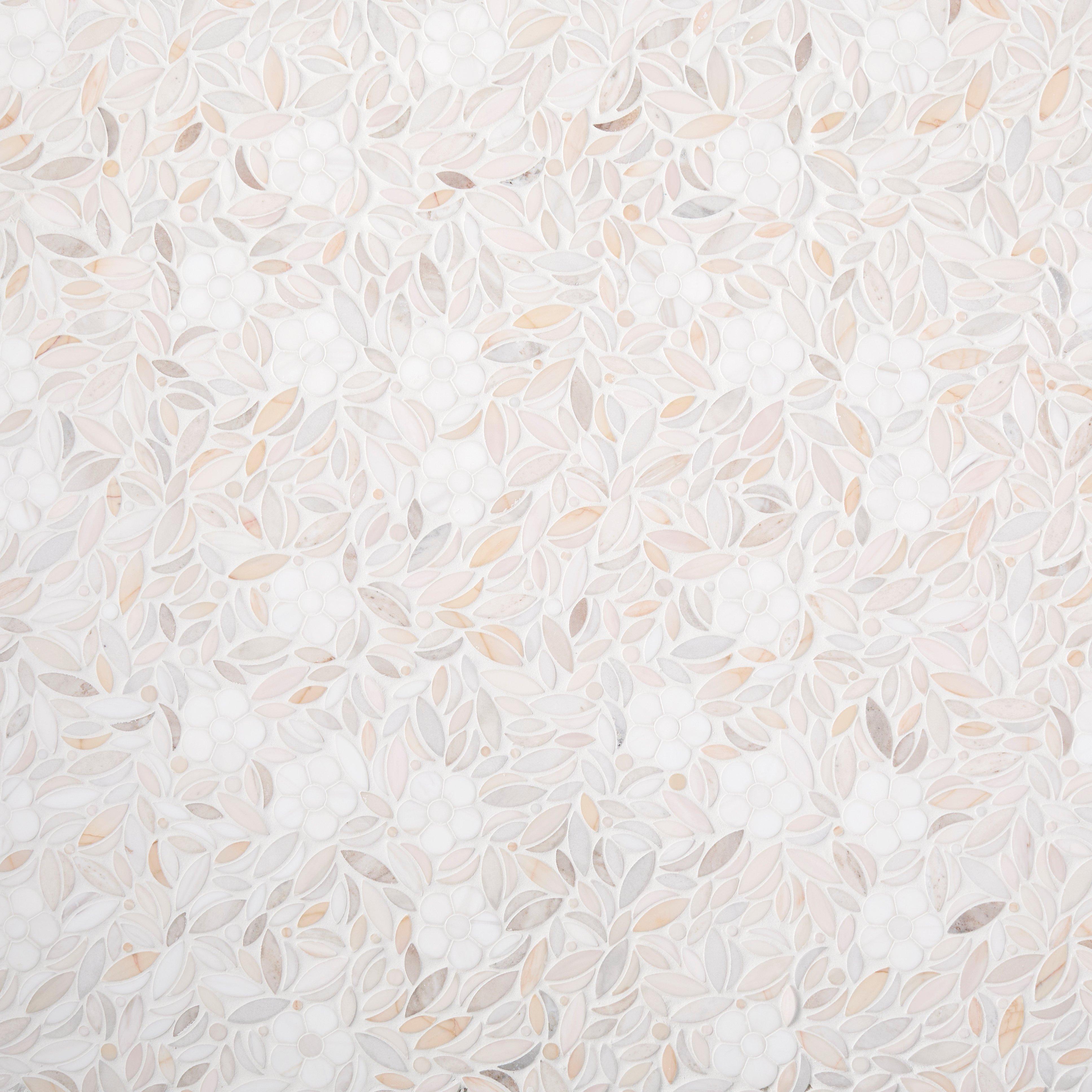 Flora Rosa Alba Dolomite Honed Marble Mosaic
