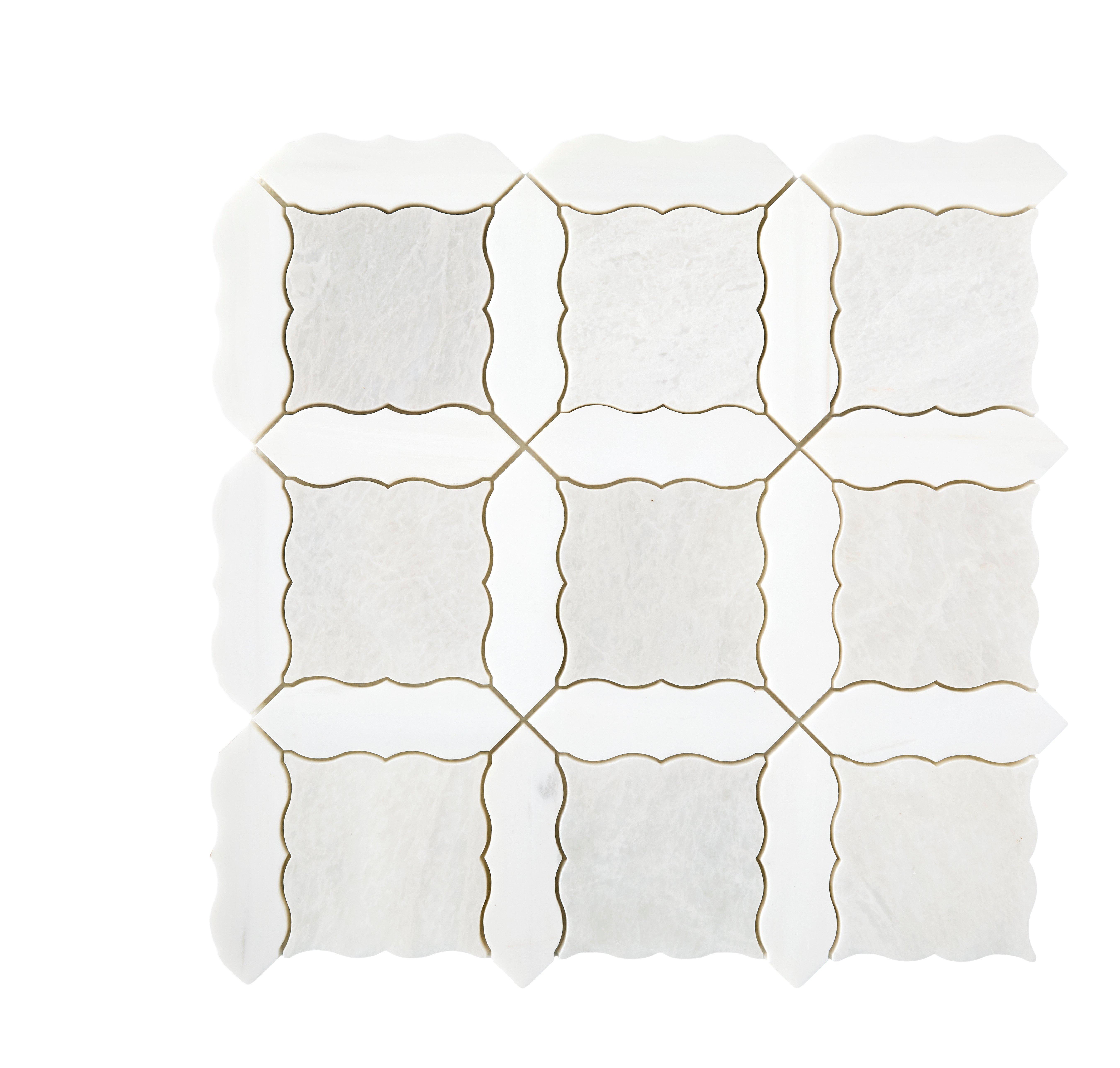 Mariposa Iceberg Dolomite Waterjet Polished Marble Mosaic