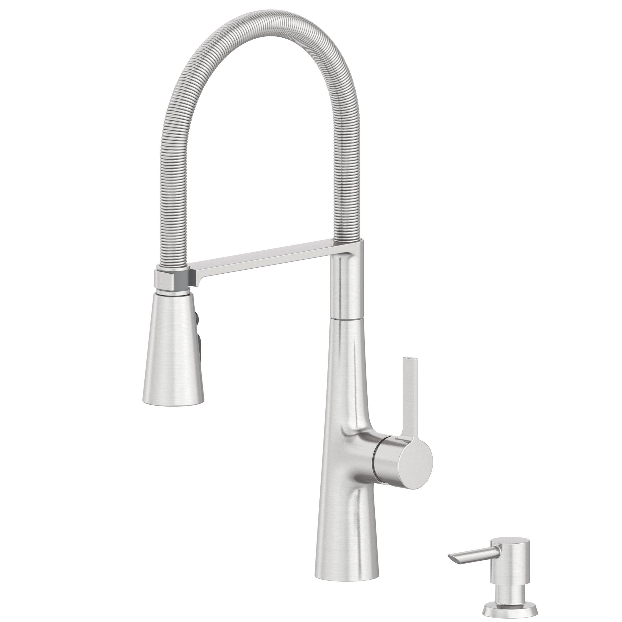 Leo Tight Spring Brushed Nickel Kitchen Faucet