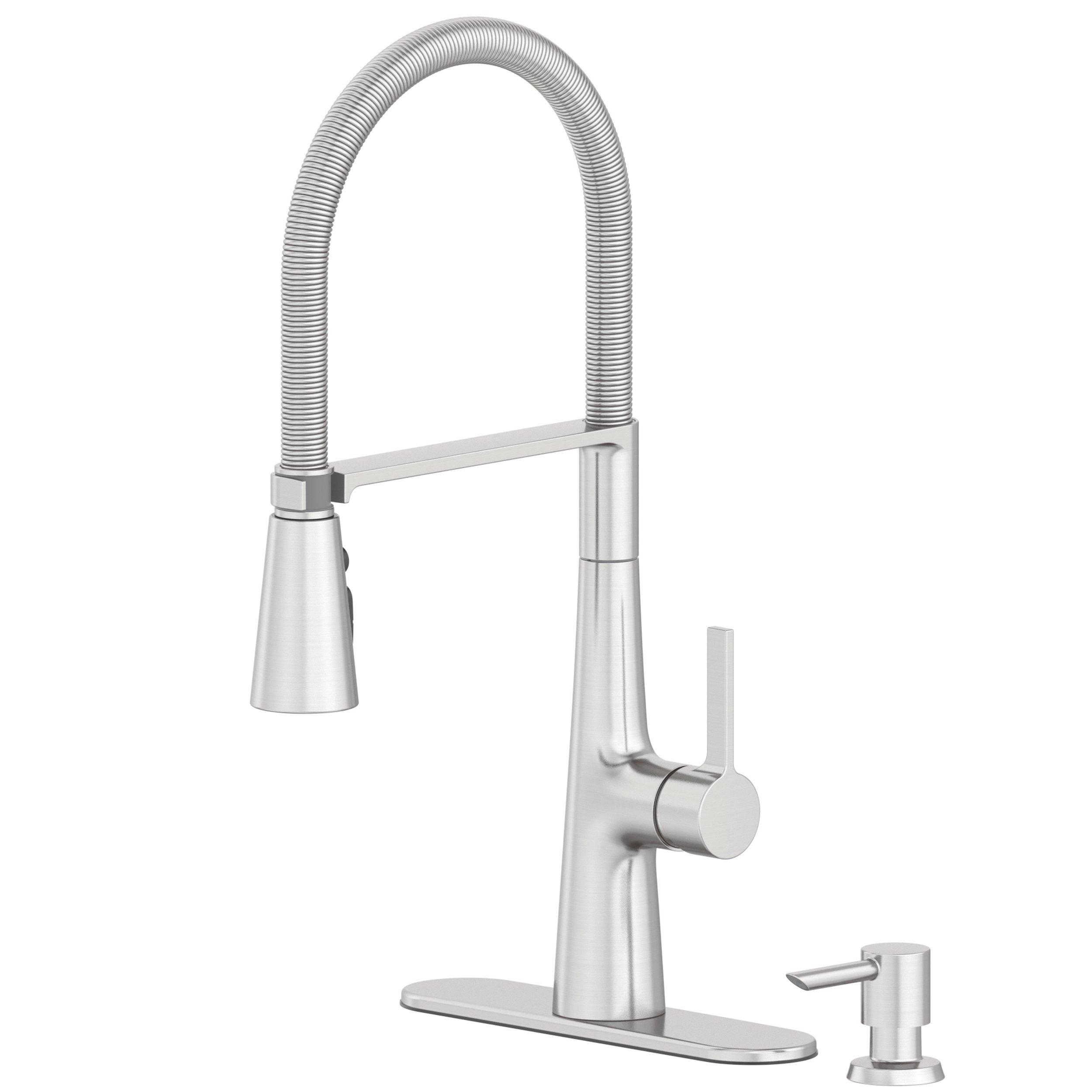 Leo Tight Spring Brushed Nickel Kitchen Faucet