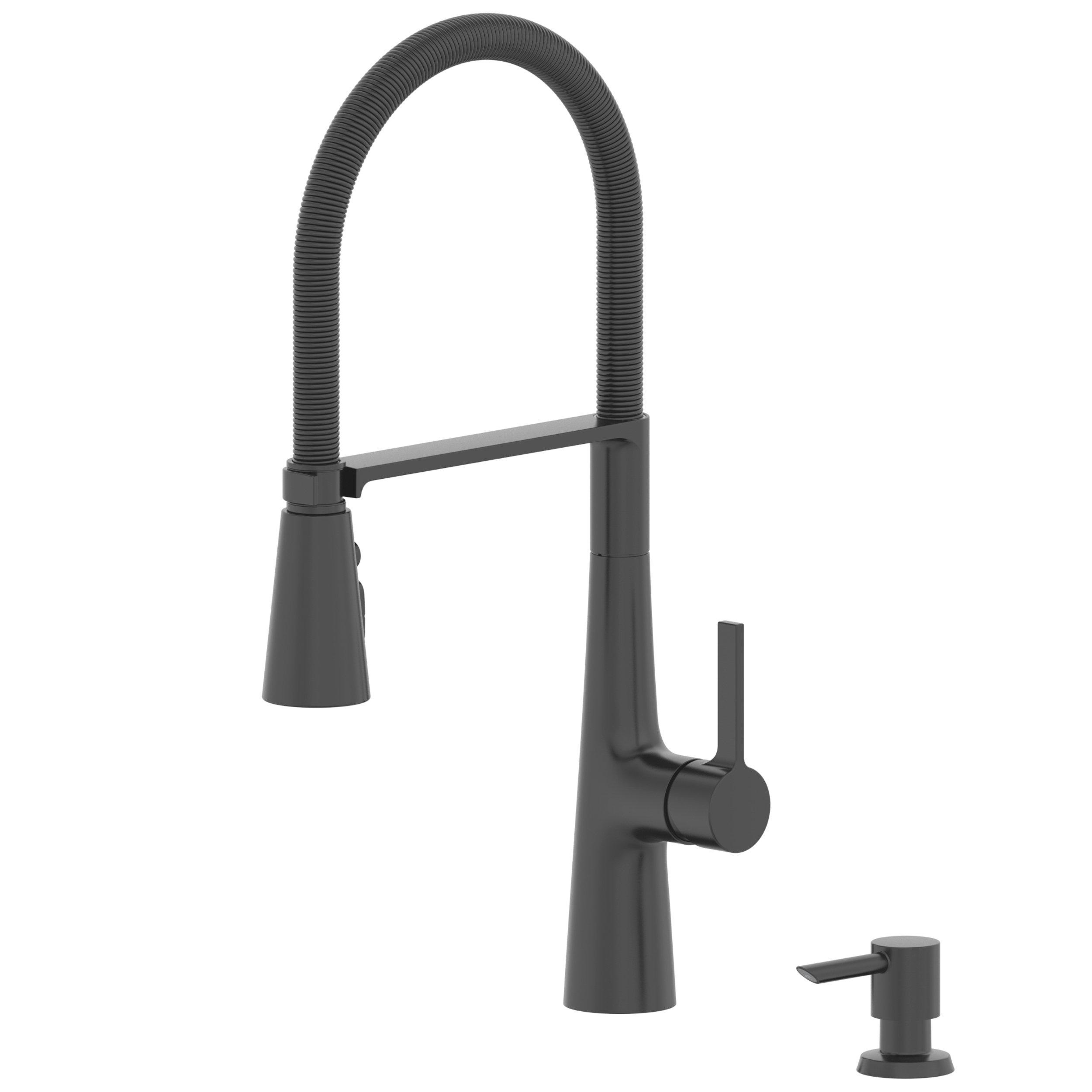 Leo Tight Spring Matte Black Kitchen Faucet