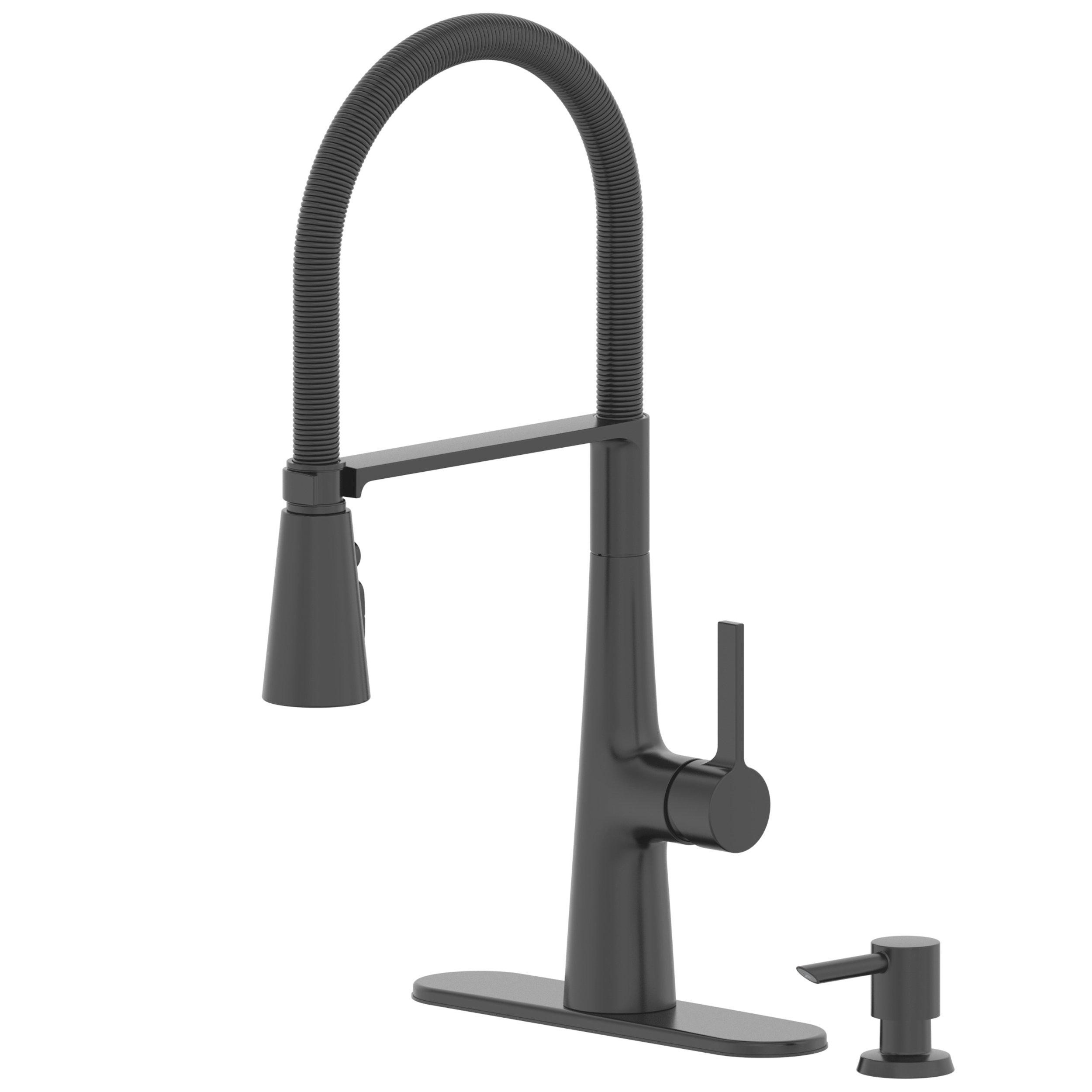 Leo Tight Spring Matte Black Kitchen Faucet