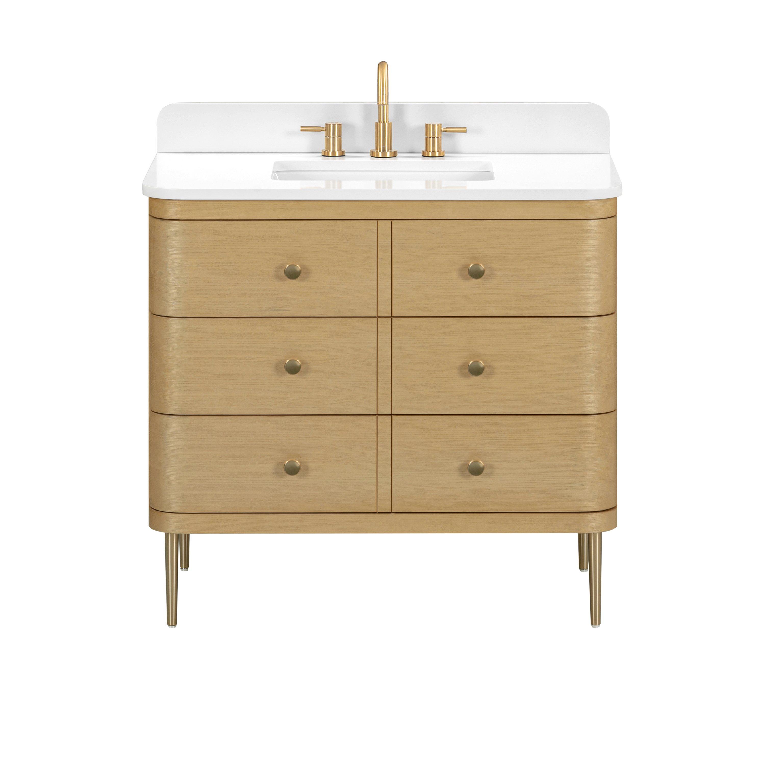 Sadie 37 in. White Vanity with Enginereed Stone Top