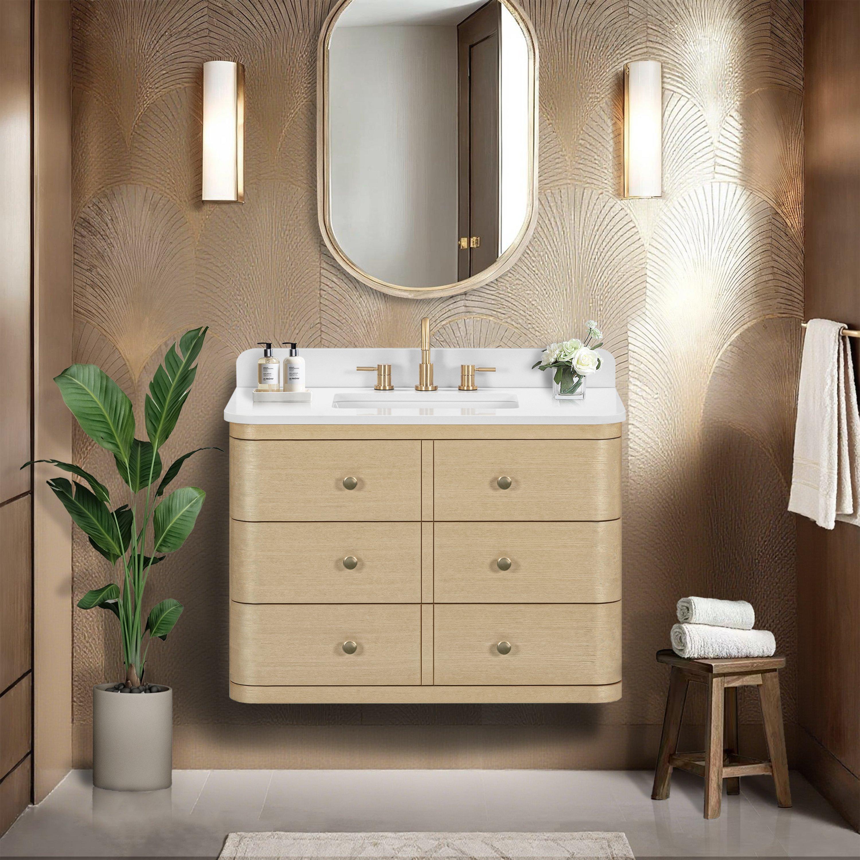 Sadie 37 in. White Vanity with Enginereed Stone Top