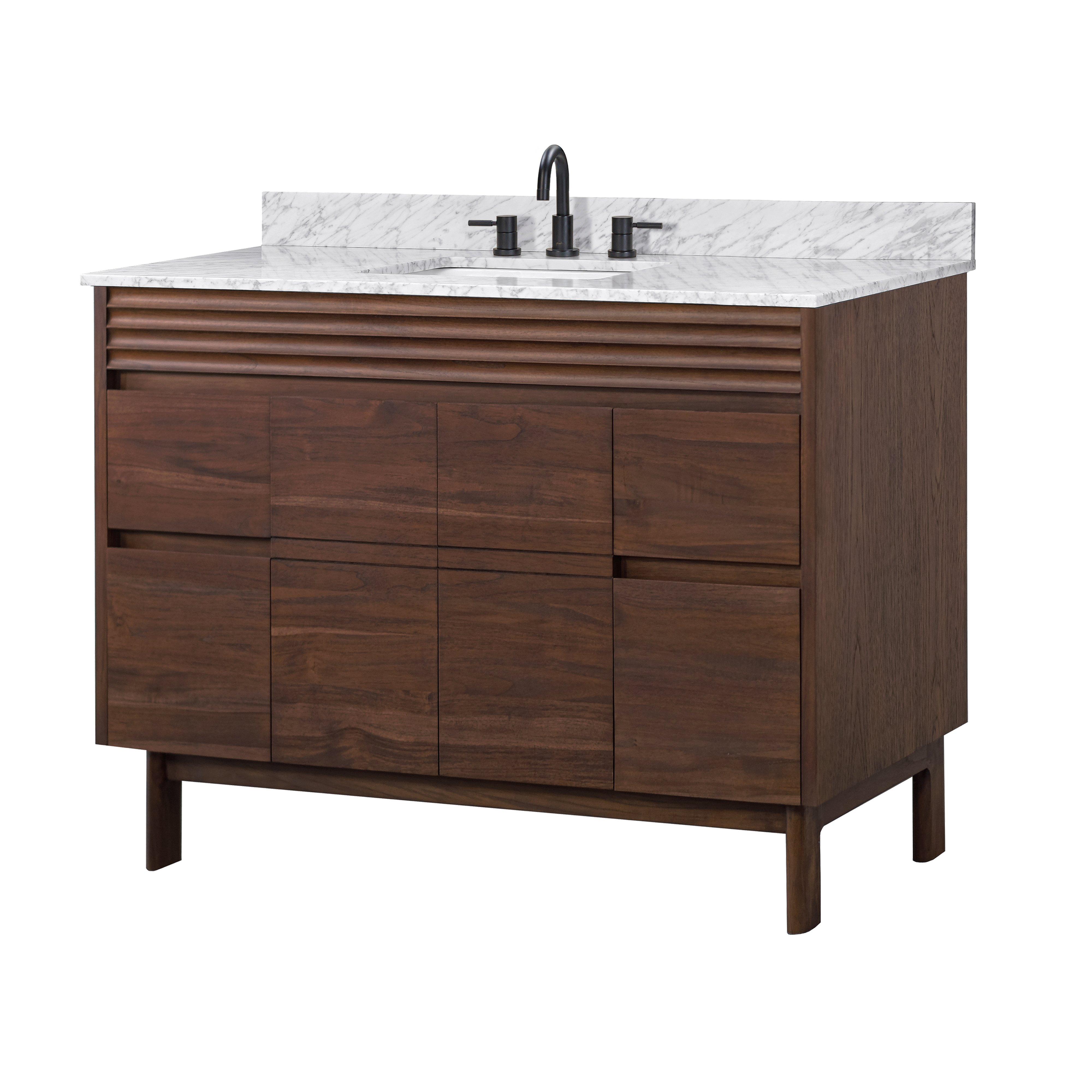 Chaval 49 in. Coffee Brown Vanity with Carrara Top