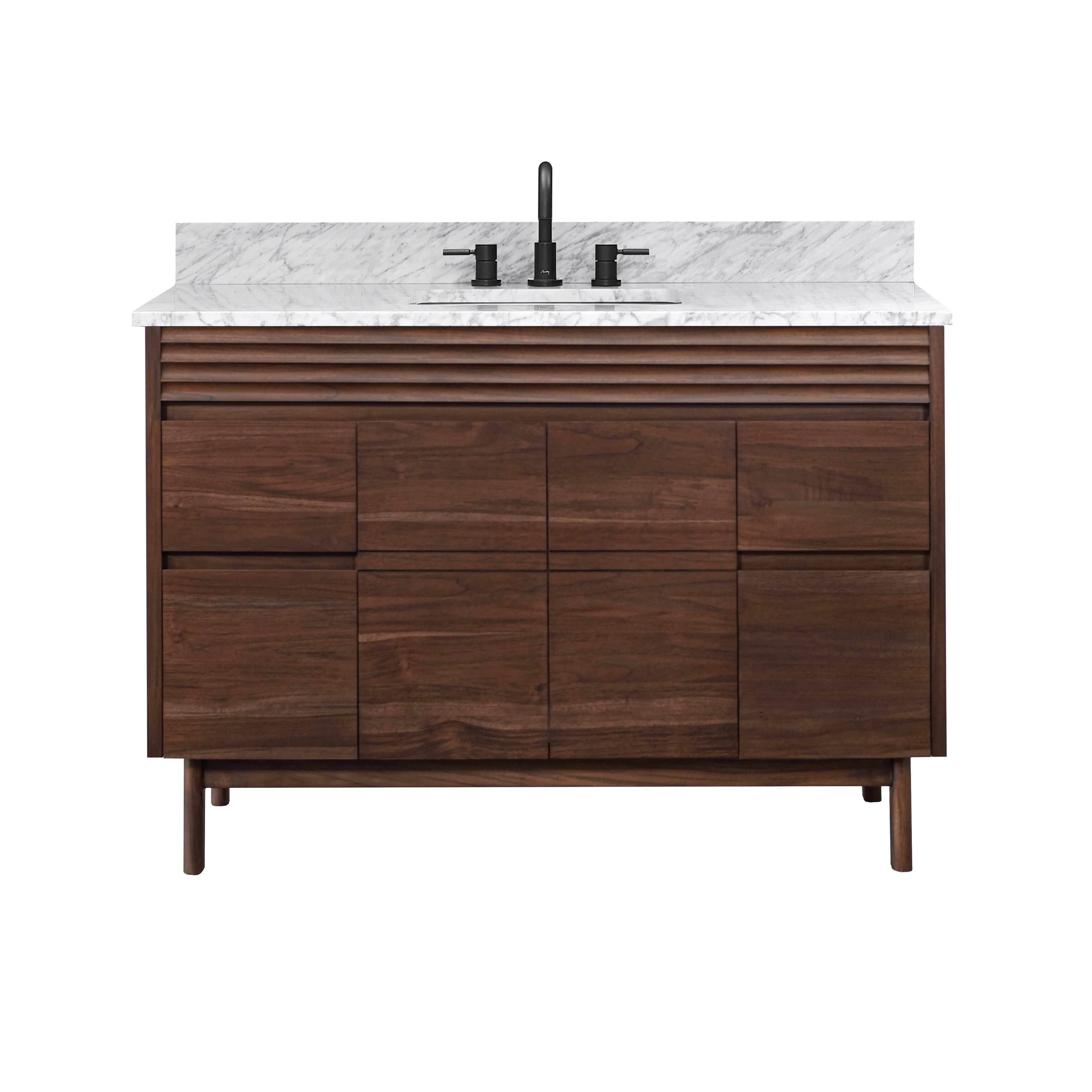 Chaval 49 in. Coffee Brown Vanity with Carrara Top