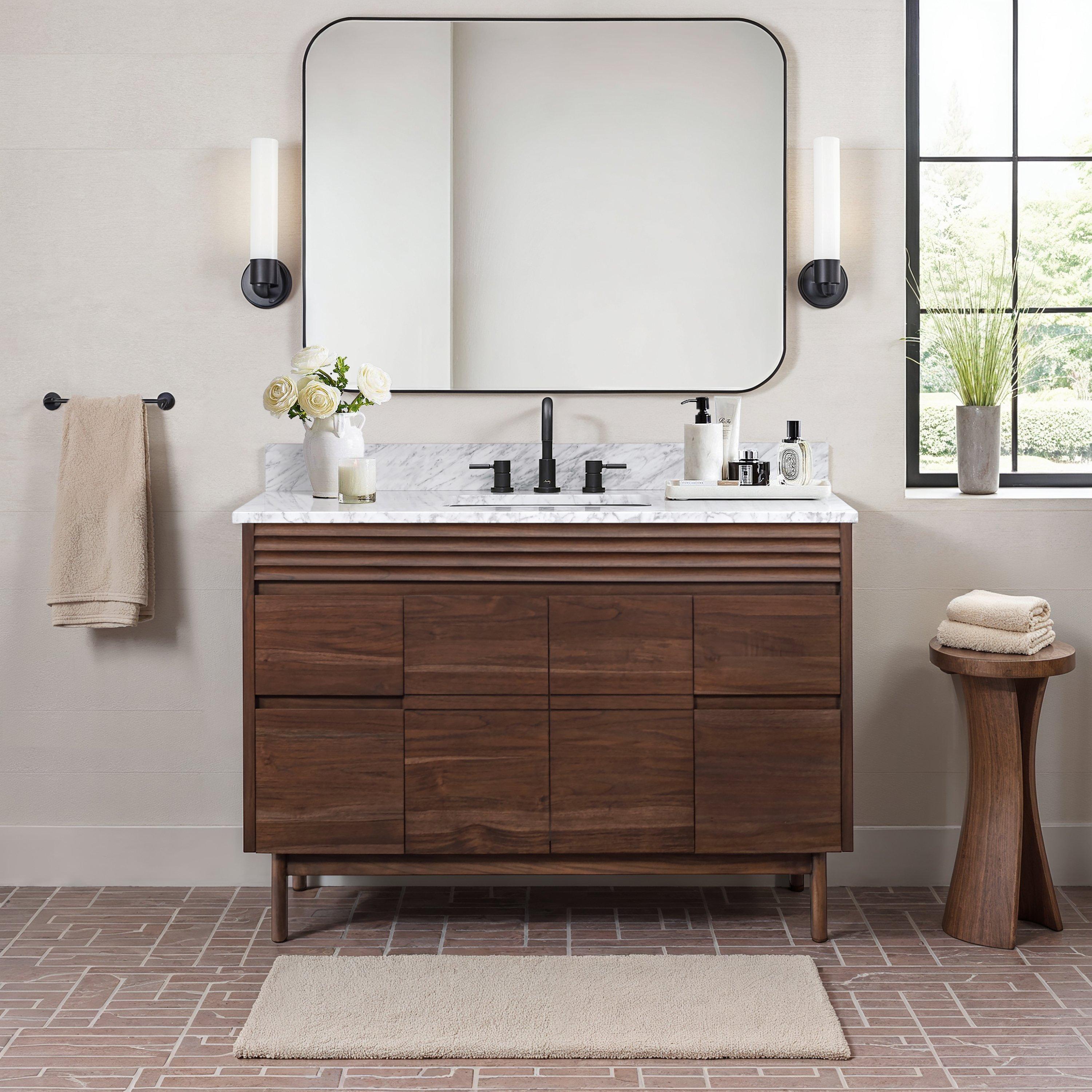 Chaval 49 in. Coffee Brown Vanity with Carrara Top