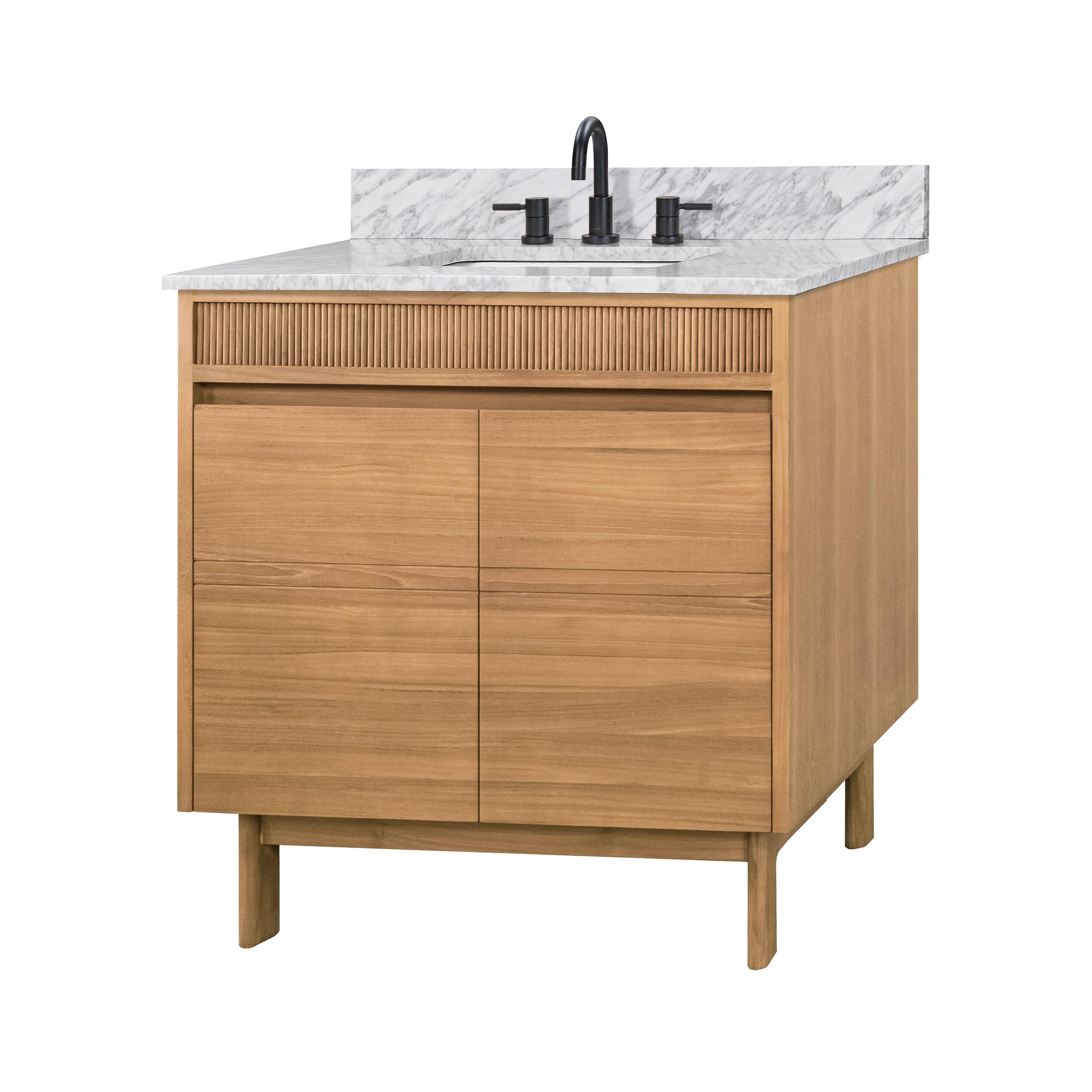 Kallan 37 in. Natural Vanity with Carrara Top