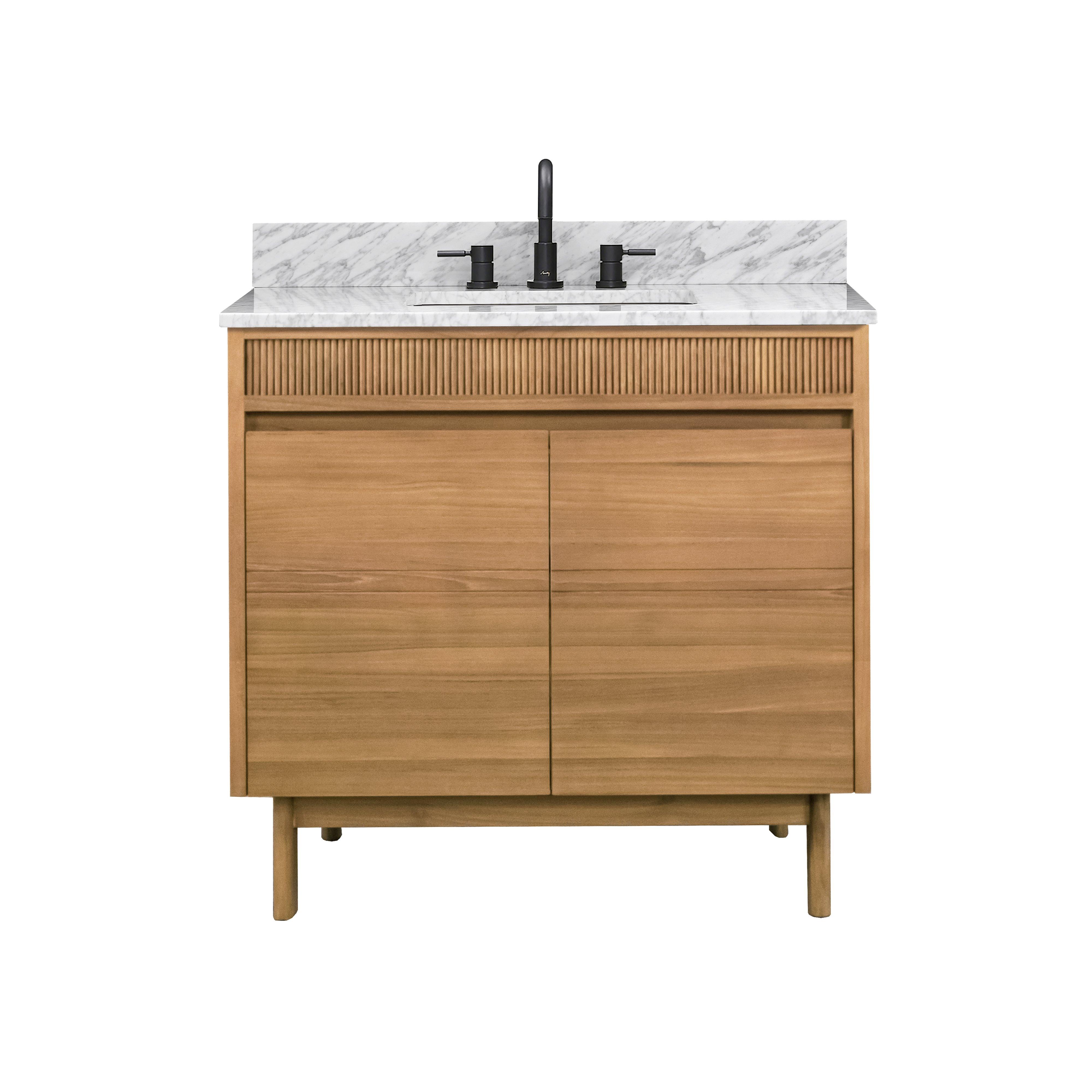 Kallan 37 in. Natural Vanity with Carrara Top