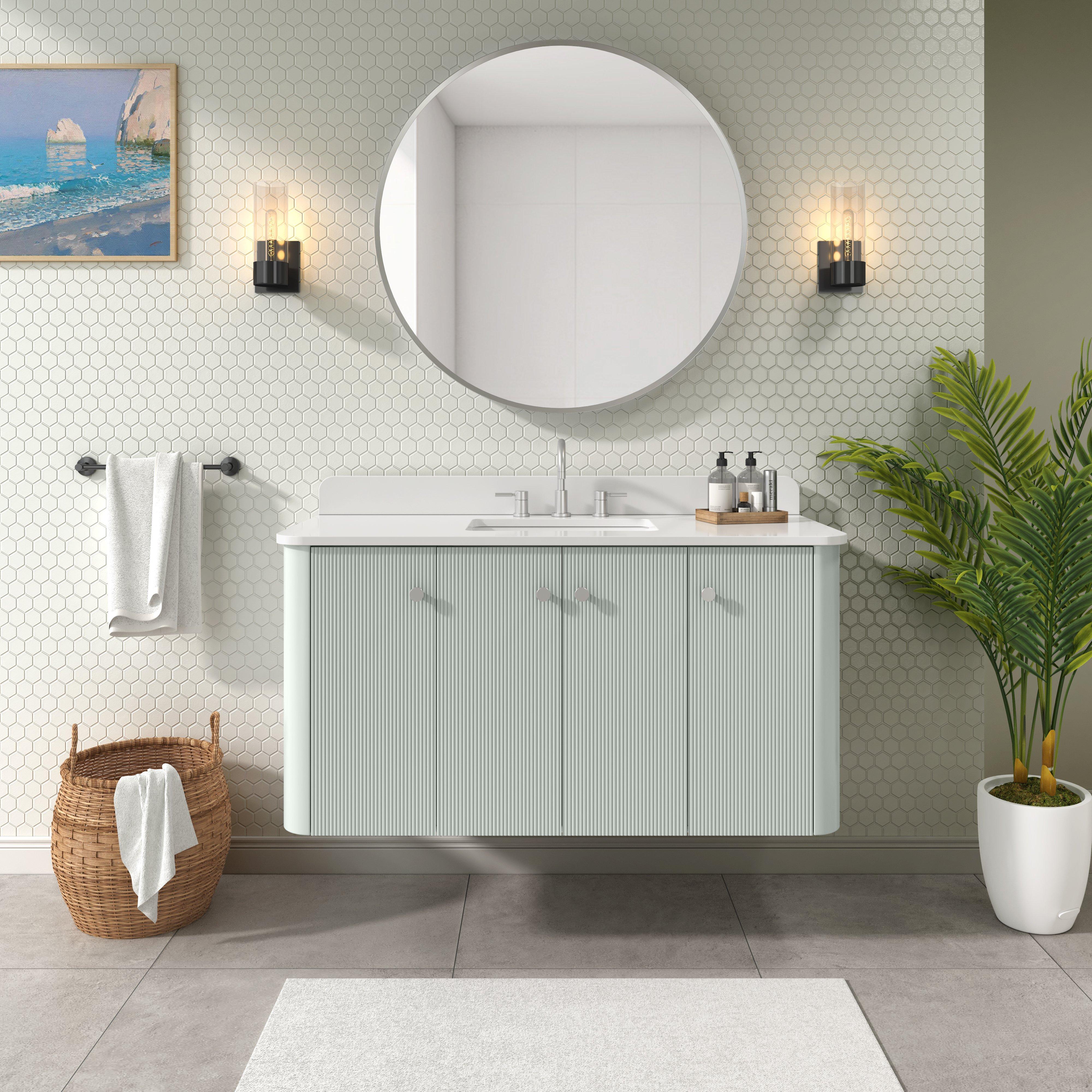 Hayden 49 in. Sage Green Vanity with Enigneered Stone Top