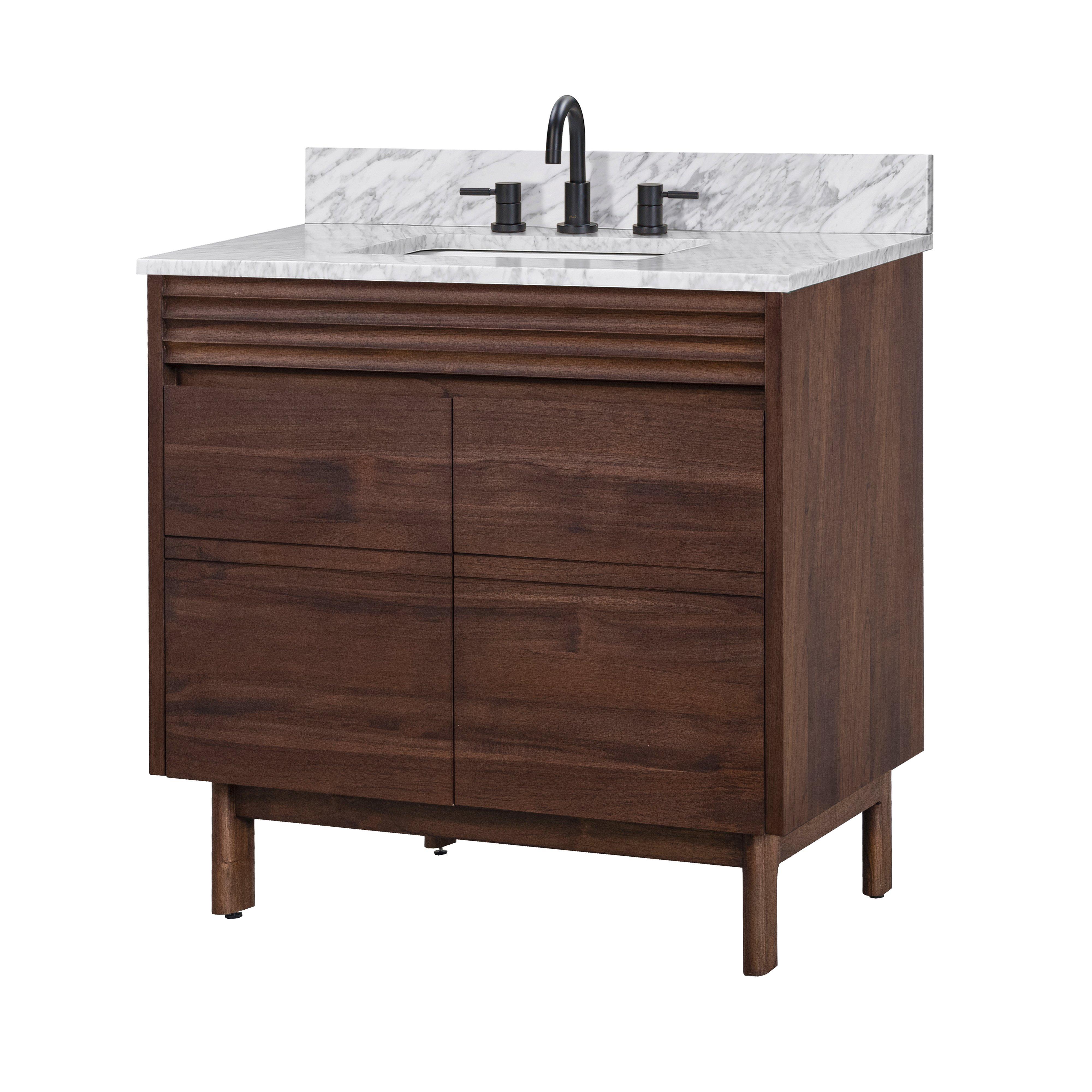 Chaval 37 in. Coffee Brown Vanity with Carrara Top